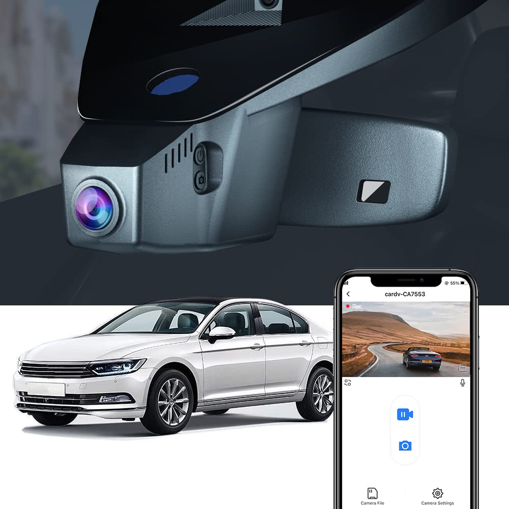 4K UHD Fitcamx Dashcam for VW Passat B8 (2016-2023) - WiFi 2160P HD2-6108 Car Camera with G-Sensor, Loop Recording & WDR | OEM Volkswagen Accessories | Plug & Play with 64GB Card | Perfect for Road Trips, Commuting & Parking Surveillance