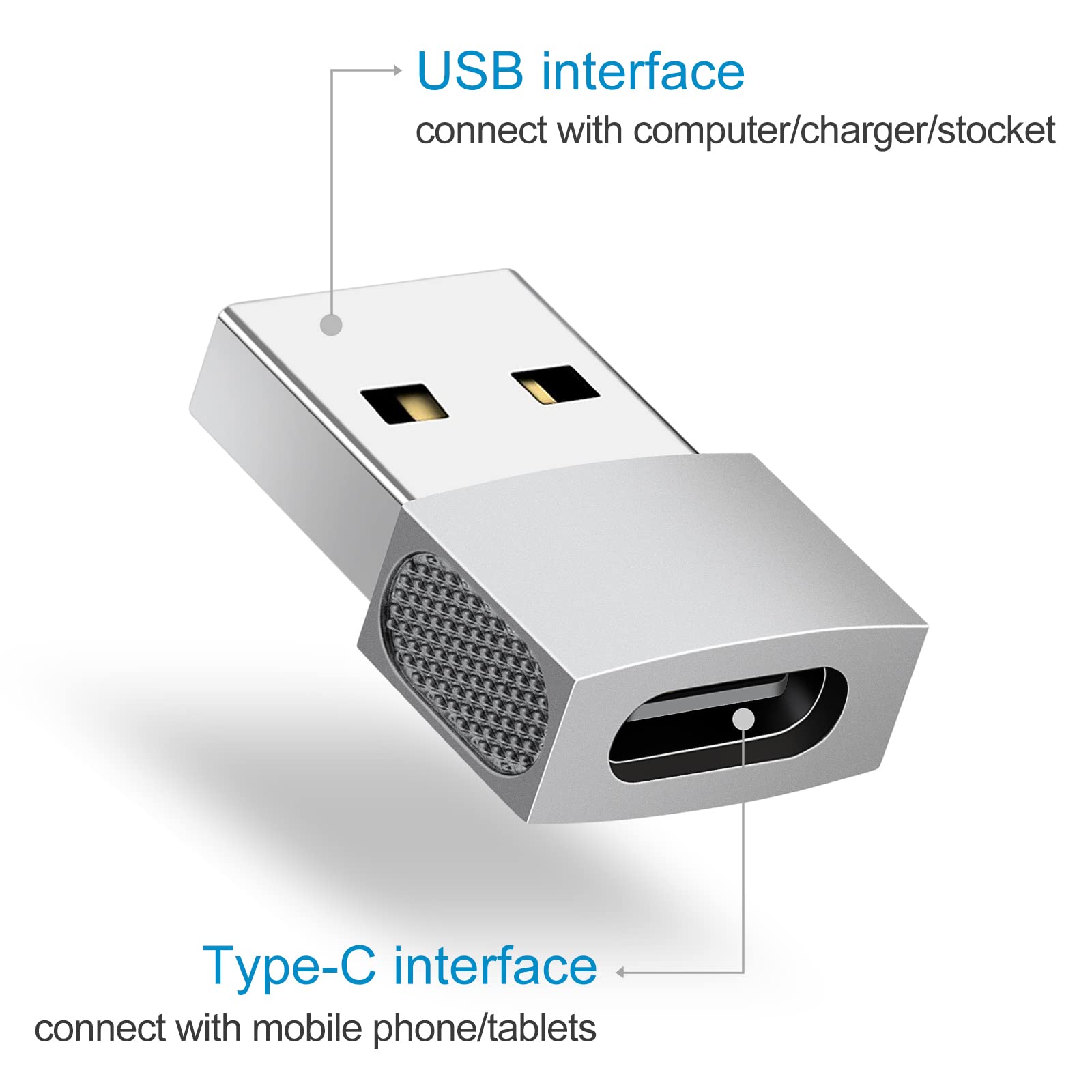 2-Pack USB C to USB Adapter - Zinc Alloy Type C Female to A Male Charger Converter for iPhone 15/14/13/12 Pro Max/Plus, Apple Watch, AirPods, CarPlay & Galaxy S23/S24 (Rose Gold) - Perfect for Travel, Office & Car Charging