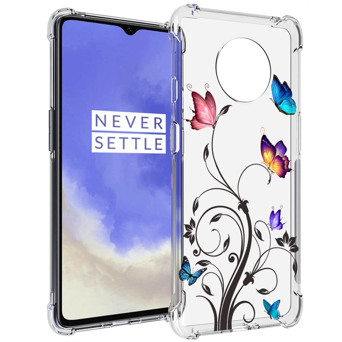 OnePlus 7T Case HD1907 - Cute Butterfly Design Soft TPU Shockproof Protective Phone Cover for Women & Girls | Perfect for Daily Use, Work & Travel