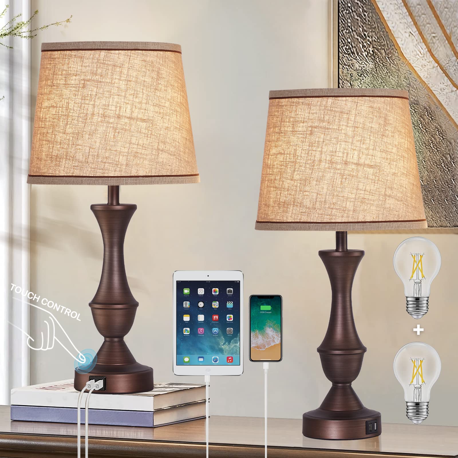 2-Pack Touch Control Table Lamps - 22