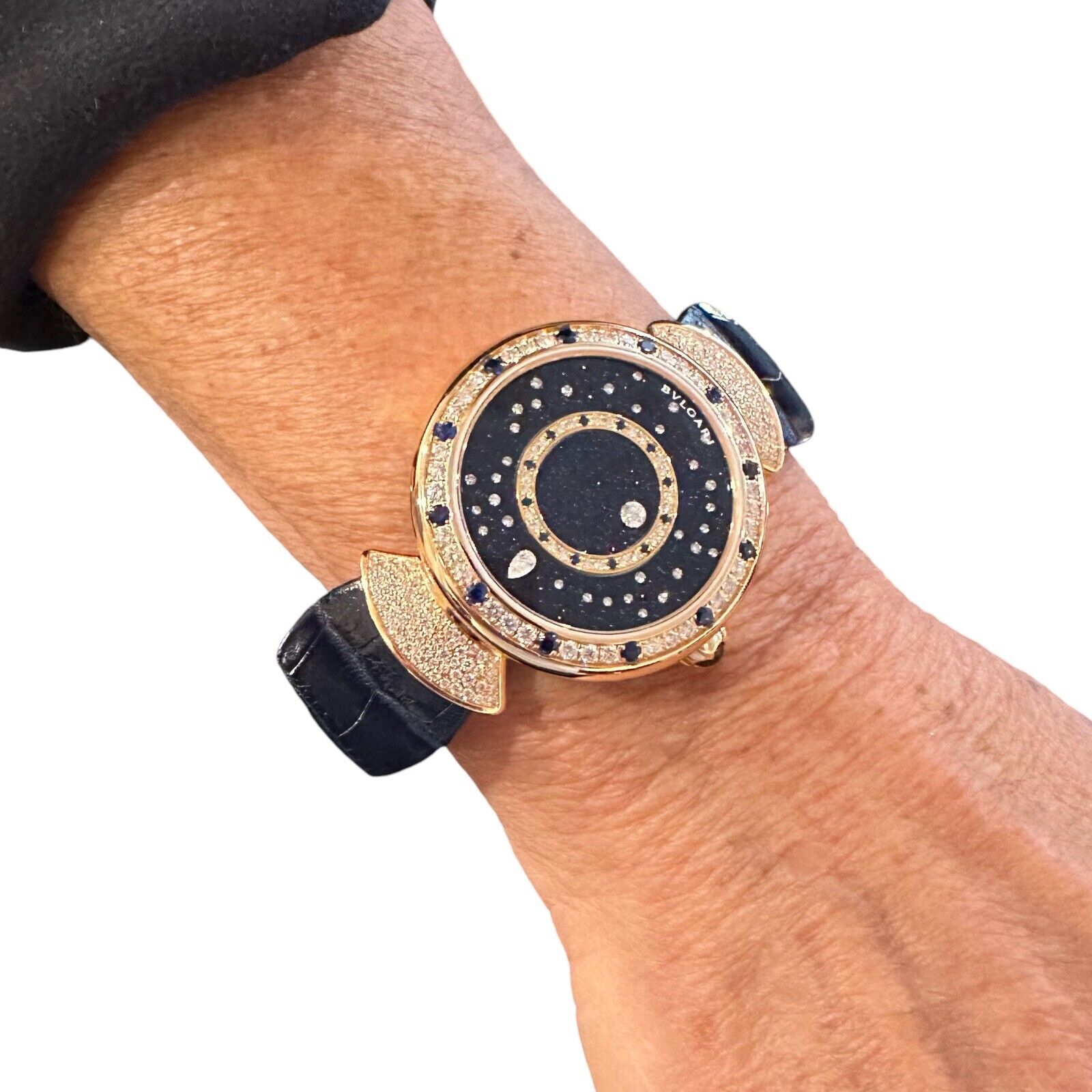 Bulgari 18k Rose Gold Diamond Sapphire Divas Dream Automatic Roman Night Watch - Luxury Women's Timepiece for Gala Events & Evening Occasions