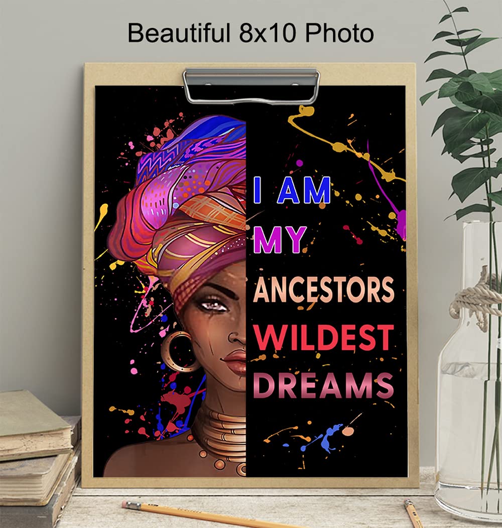 Black Art Wall Decor - Afro American Inspirational Quotes Poster for Bedroom & Office
