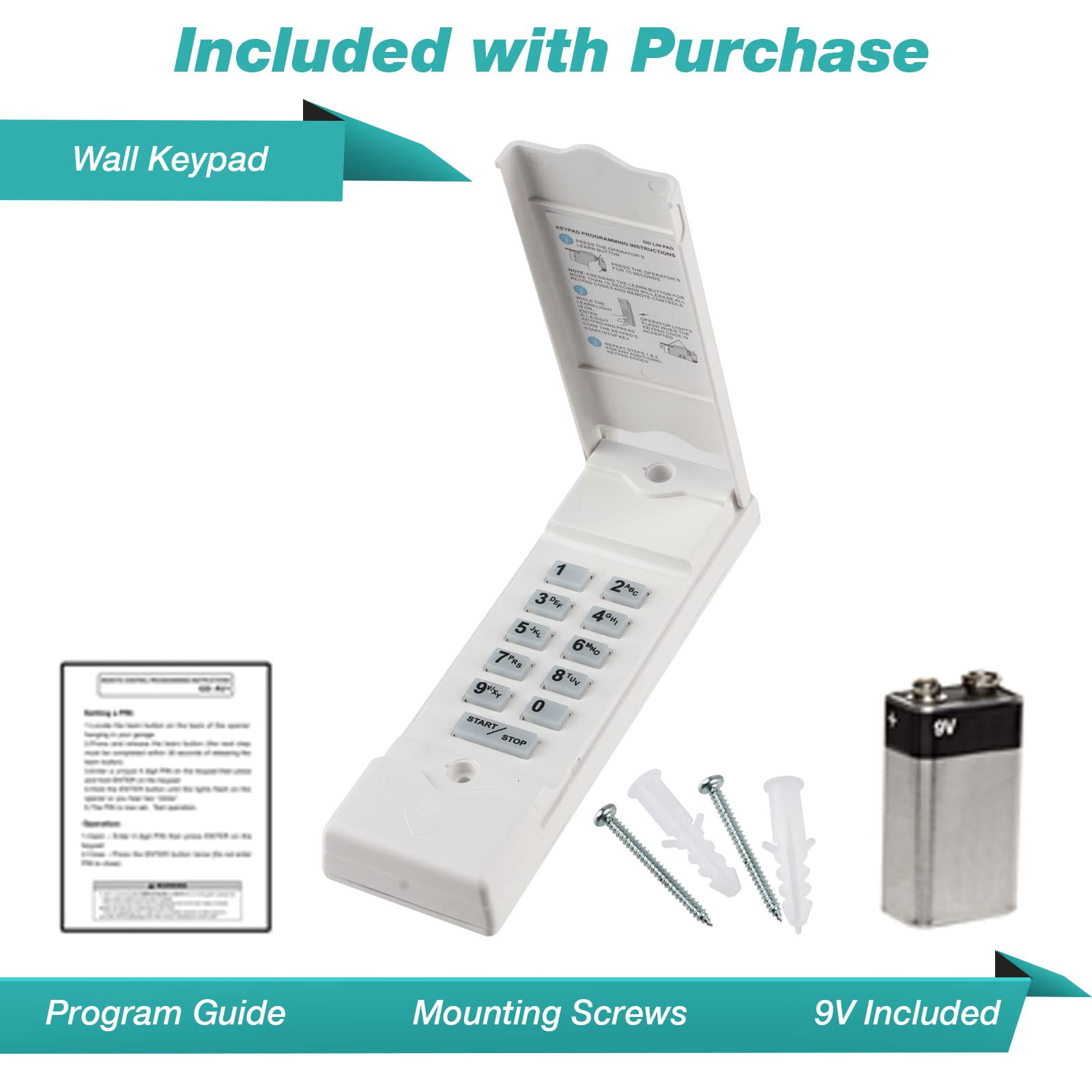 Linear MDTK Garage Door Opener Remote Keypad - Secure Wireless Entry System for Home & Business | Perfect for Hands-Free Access, Delivery Drivers & Secure Property Entry
