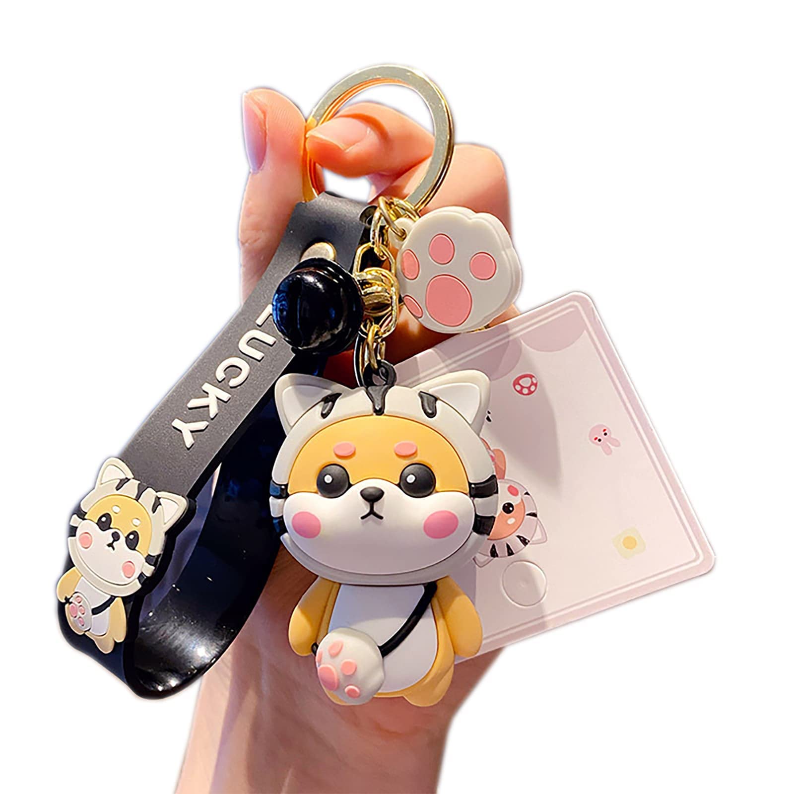 HSYHERE Cute Shiba Inu Dog Keychain for Women - PVC Animal Key Ring Pendant with Metal Ring - Perfect Gift for Dog Lovers, Car Keys, Backpacks & Christmas Presents