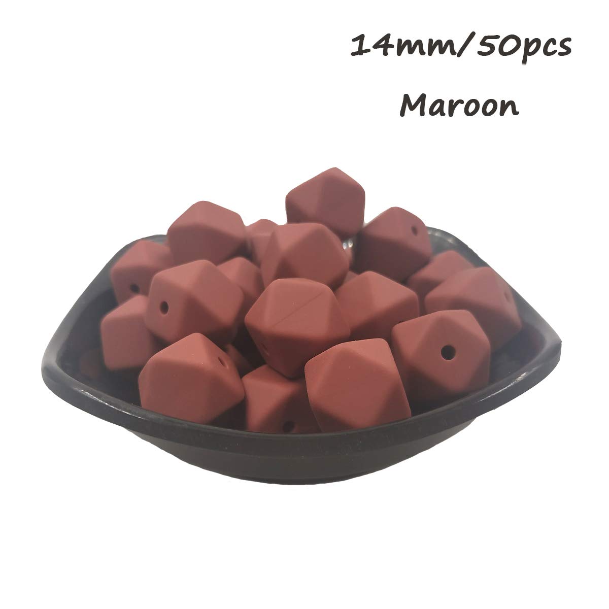 14mm Hexagonal Silicone Beads 50pcs - DIY Jewelry & Keychain Making Supplies for Crafters