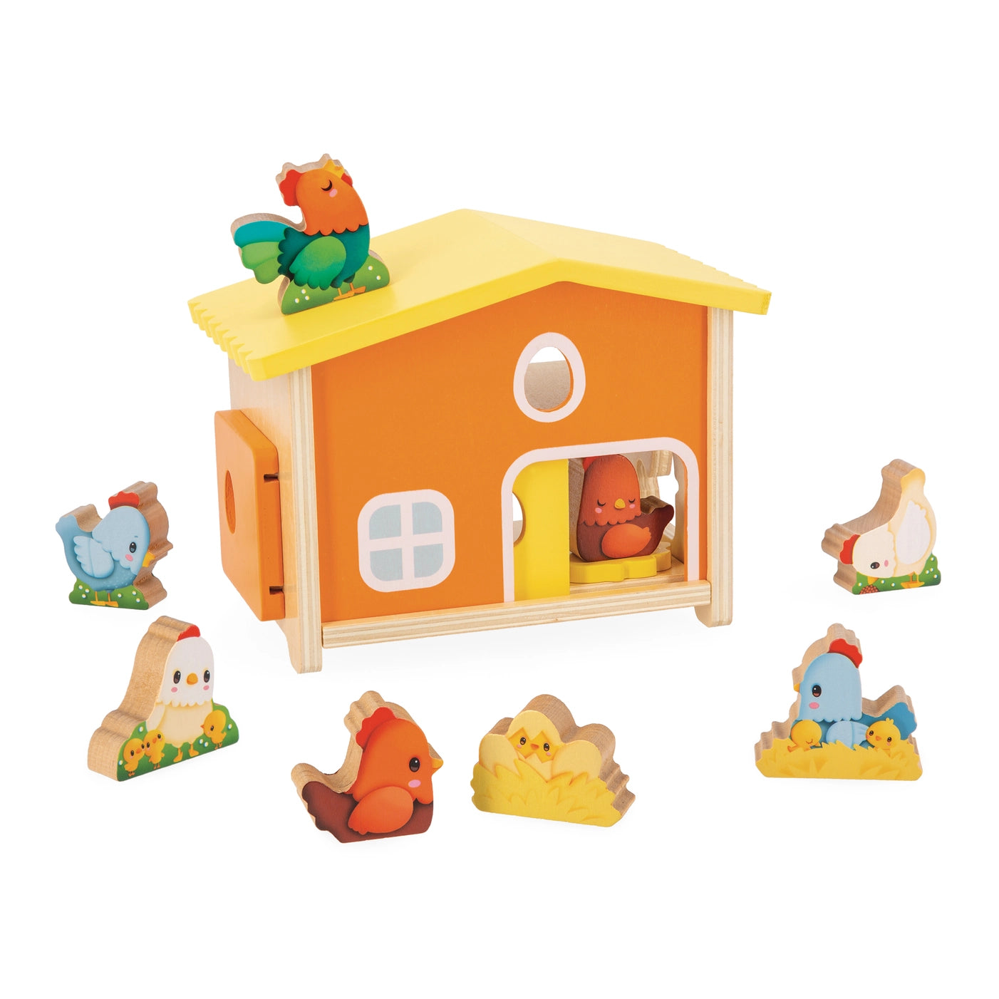 My First Henhouse Wooden Farm Toy Set - 10 Piece Wooden Animal Playset for Kids, Pretend Play & Early Learning | Perfect for Farm-Themed Playrooms & Preschool Activities