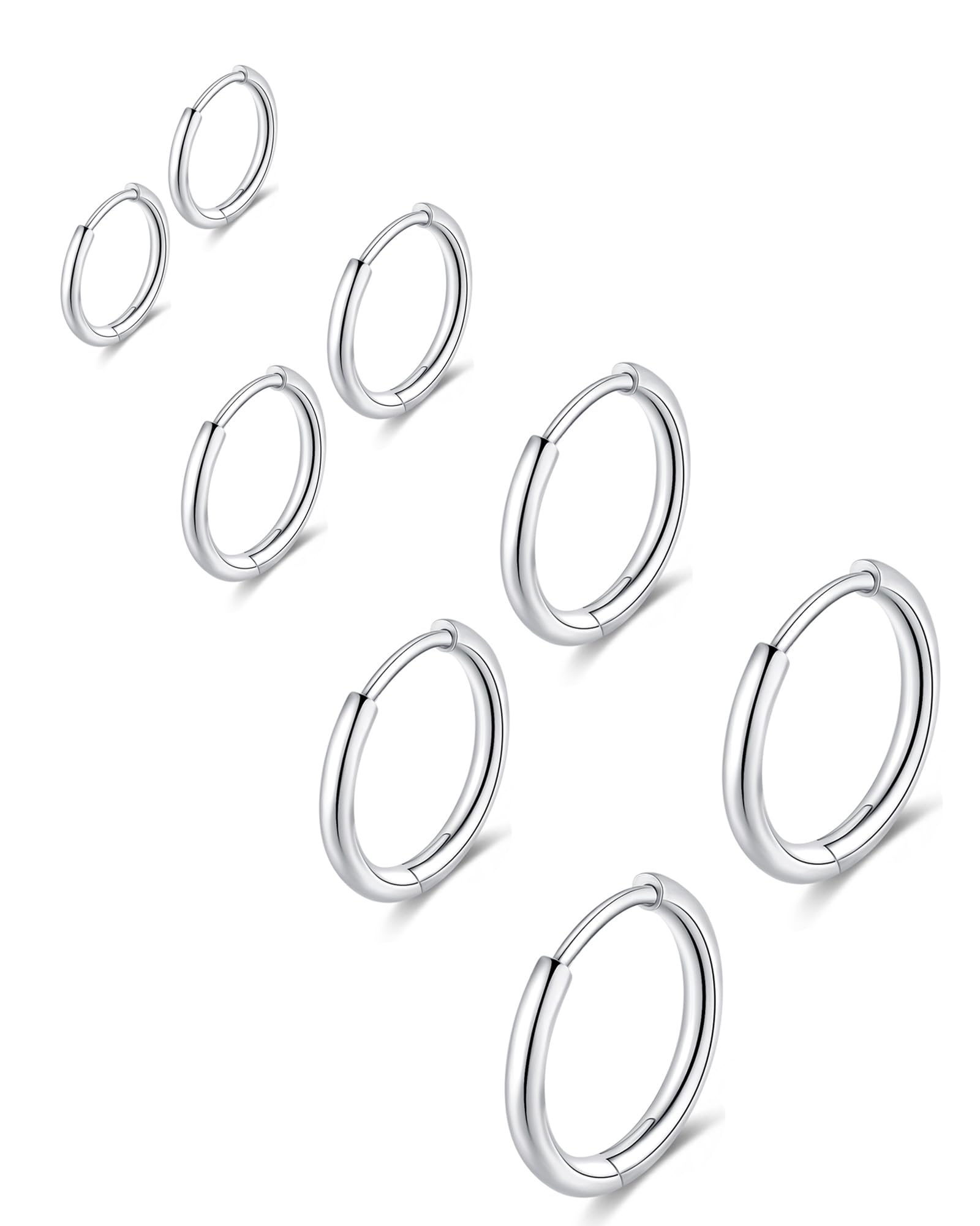 Hypoallergenic 316L Surgical Stainless Steel Huggie Hoop Earrings - 6mm 8mm 10mm 11mm 12mm 14mm Sizes - Cartilage Helix Lobe Earrings for Men & Women - Perfect for Everyday Wear, Gifts and Pierced Ear Jewelry Collection