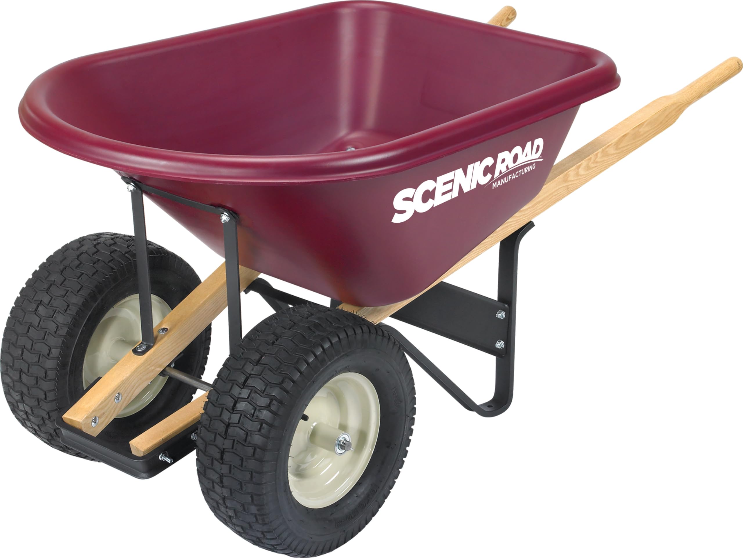 SCENIC ROAD Heavy Duty 6 Cu Ft Dual-Wheel Wheelbarrow with 16