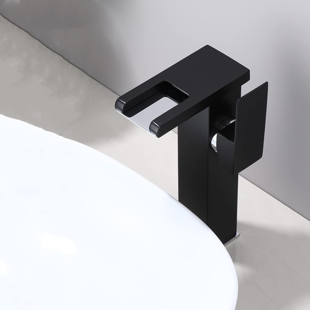 Premium Black LED Basin Faucet - Single Handle Tall & Short Bathroom Sink Faucet with Hot/Cold Water Control - Modern LED Lighted Faucet for Luxury Bathrooms, Kitchens & Vanities