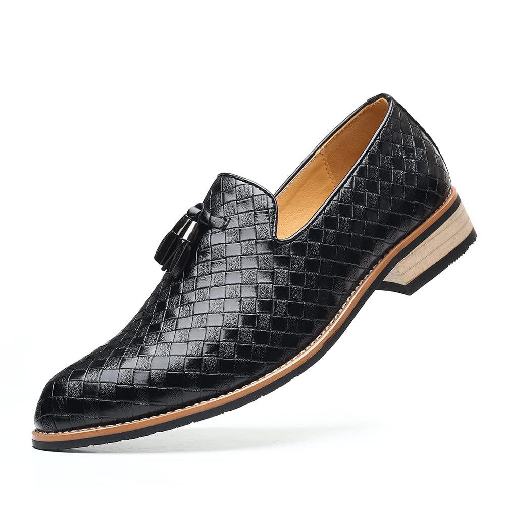 ALITIKAVIC Men's Slip-On Loafers - Genuine Leather Dress Shoes with Fashion Print for Business, Prom & Boat Parties - Comfortable & Stylish Casual & Formal Wear