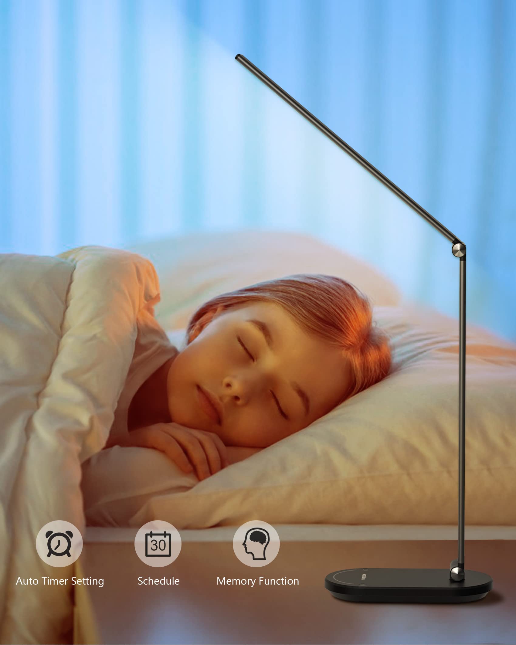 VOCOlinc Smart LED Desk Lamp - Eye-Caring Home Office Light with Stepless Dimming & Timer, Works with HomeKit Alexa Google Assistant | Perfect for Reading, Studying, Crafting & Nightstand Lighting