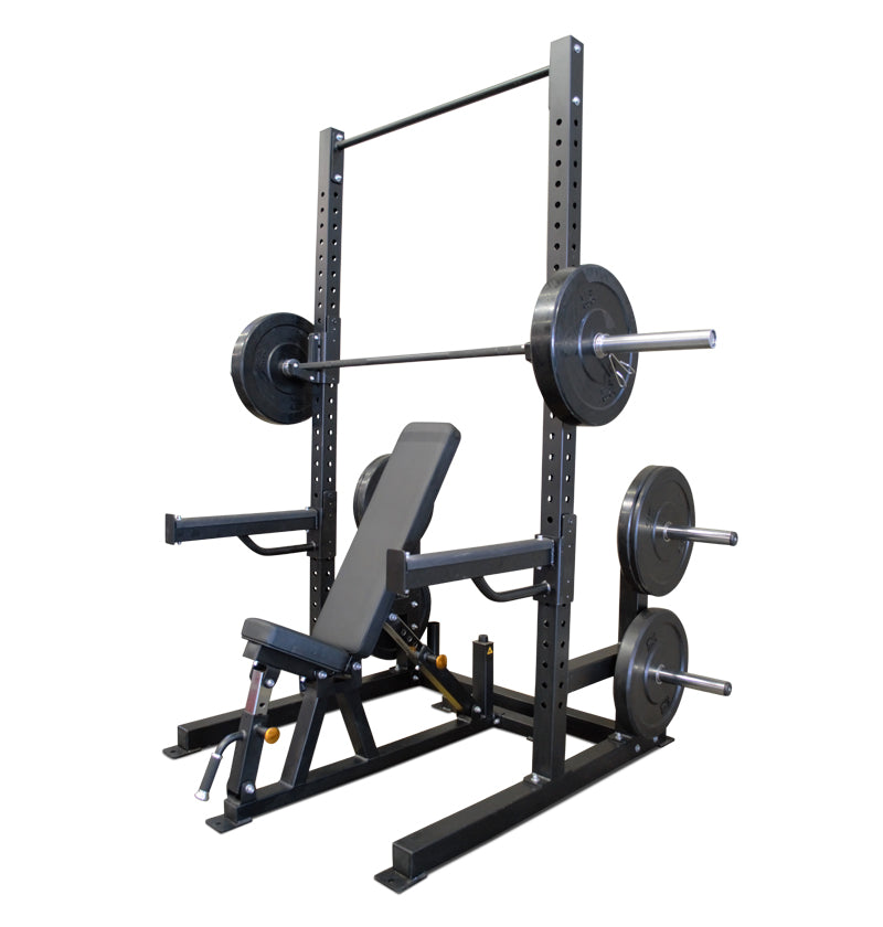 Premium Heavy Duty Squat Rack with Pull-Up Bar & Weight Plate Storage - Home Gym Equipment for Strength Training & Powerlifting Workouts