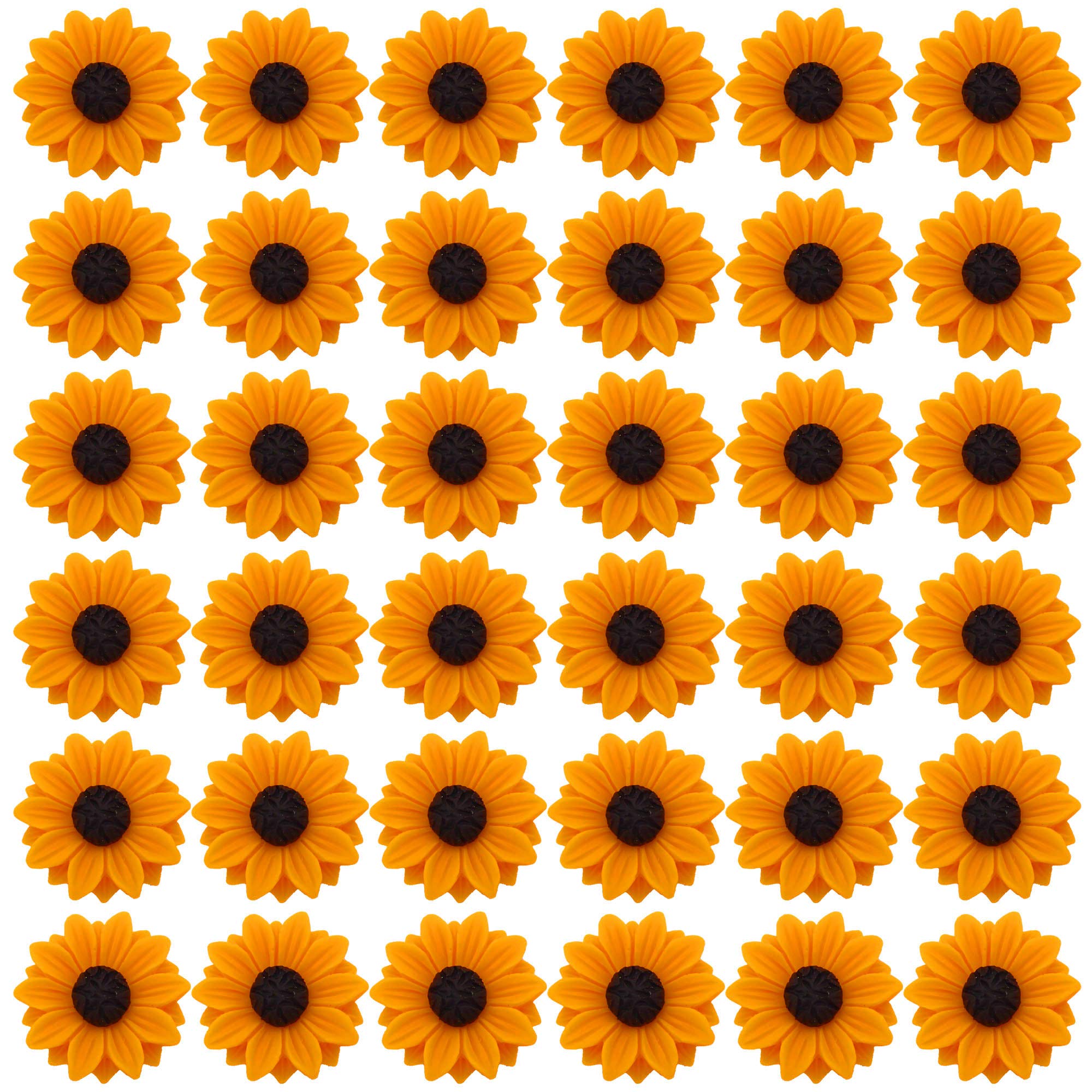 50-Pack Mini Sunflower Resin Flat Back Cabochons - 16mm DIY Scrapbooking Embellishments for Crafts, Jewelry Making, Phone Case Decor & Home Decor - Perfect for DIY Projects, Scrapbooking, Card Making and Gift Embellishments