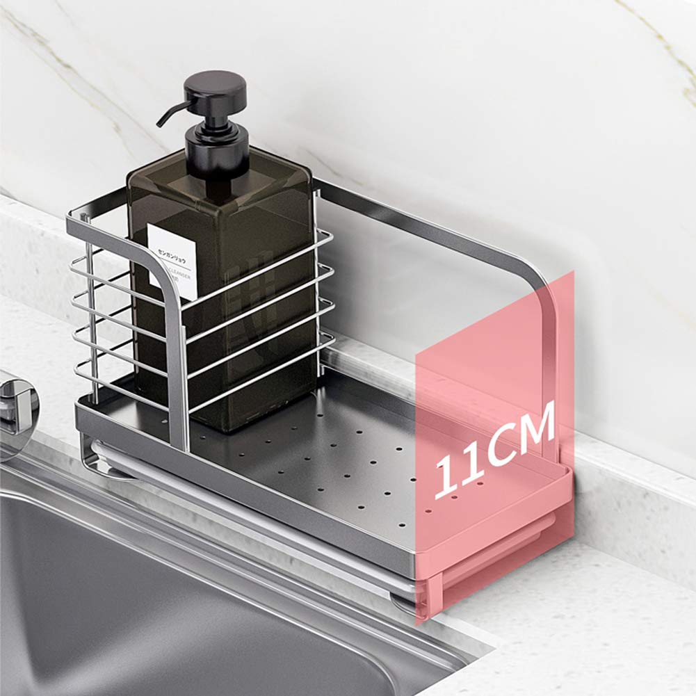 Premium Stainless Steel Dish Soap & Sponge Holder - 304 SUS Kitchen Sink Organizer for Brushes, Scrubbers & Cleaning Tools | Perfect Countertop Storage for Sponges, Dish Soap & Dishwashing Accessories | Ideal for Kitchen, RV, Camper & Small Space Organization