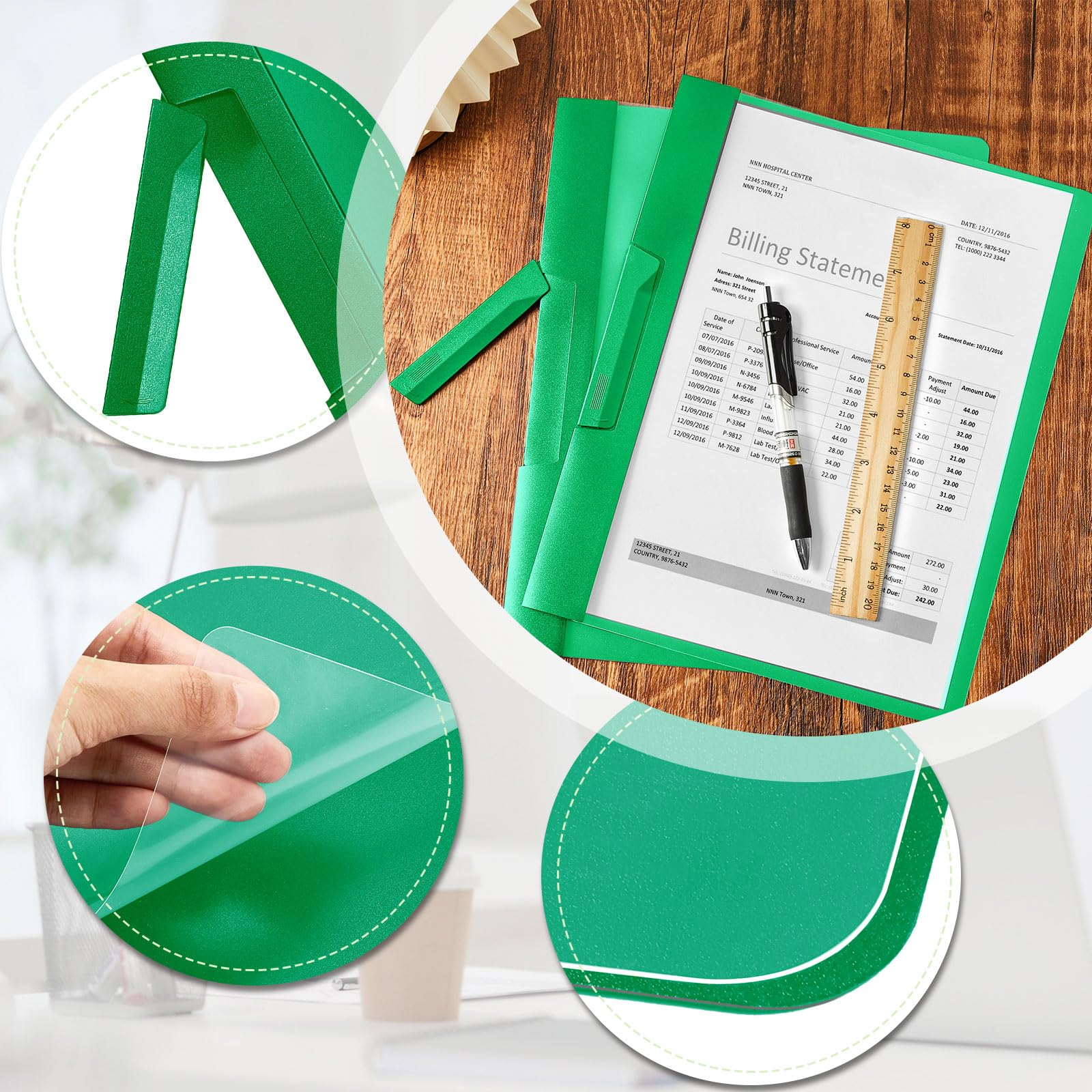 Maitys 25 Pack Clear Report Covers with Clip - 11.4 x 9 Inch Transparent Presentation Folders, Portfolio & Resume Folders for Letter Size Documents (Green) - Perfect for Job Interviews, School Projects & Office Organization