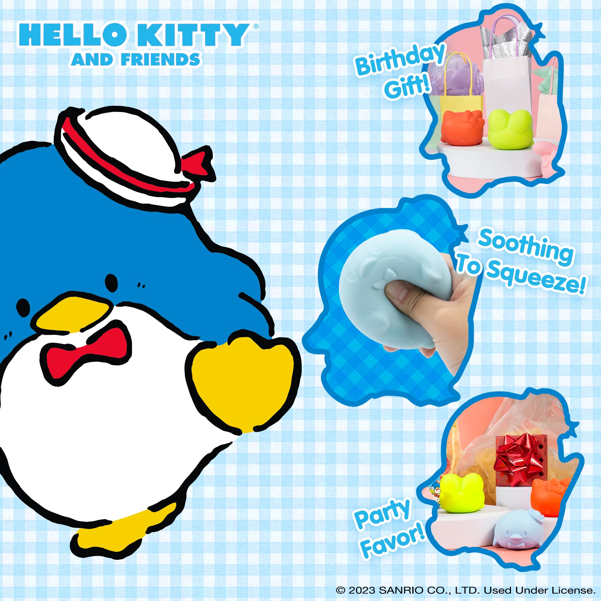 Sanrio Hello Kitty & Friends Squishy Sensory Fidget Toy - Stretchy Dough Pull, Soft Squeeze Ball for Hand Therapy, Stress Relief & Relaxation | Perfect Gift for Kids & Adults | Great for Anxiety Relief, Office Desk Toy & Classroom Sensory Play - Tuxedosam Design