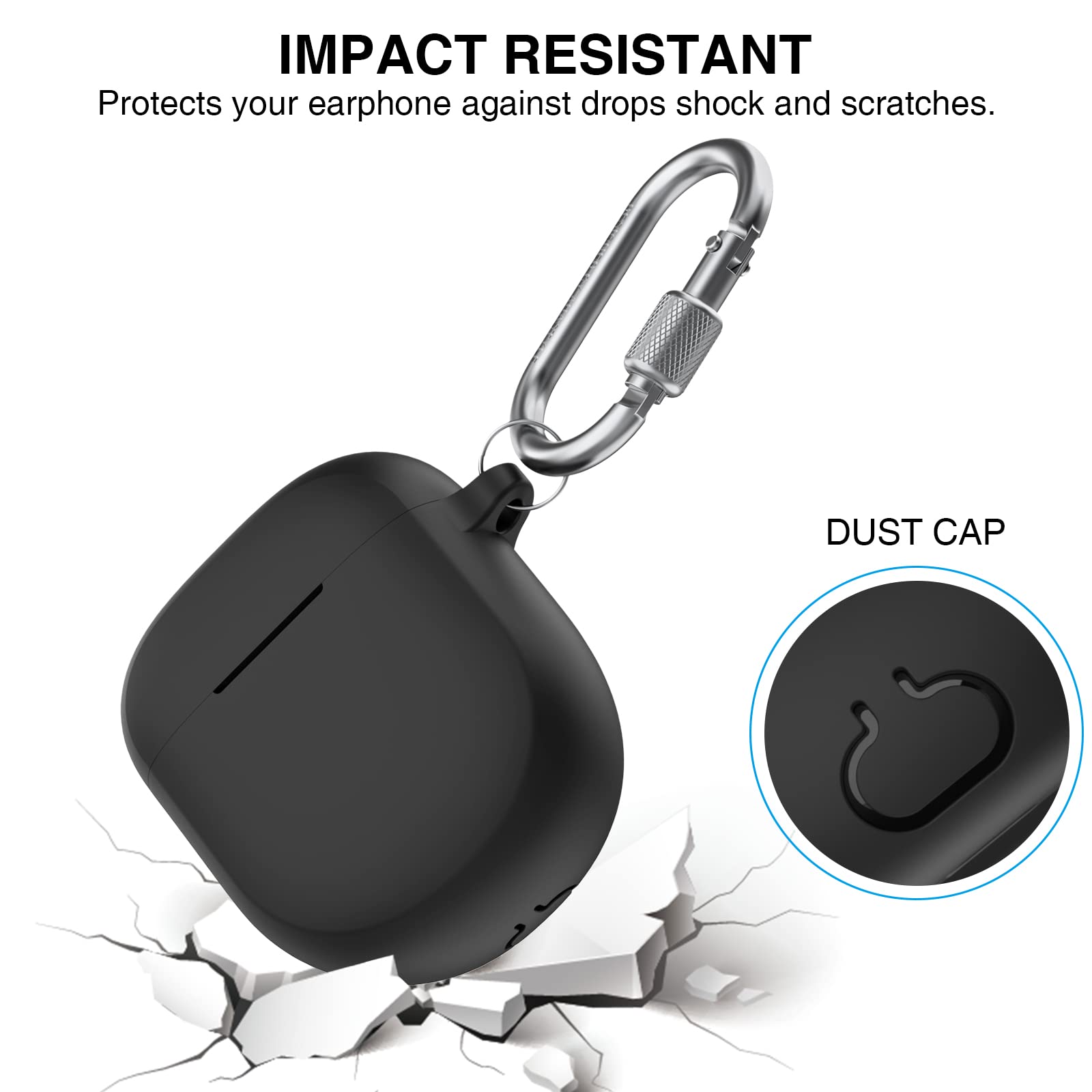 AHASTYLE Silicone Protective Case Cover for Bose QuietComfort Earbuds II & Ultra Earbuds (2023) - Shockproof Scratch-Resistant Soft TPU Shell - Perfect for Gym, Travel & Daily Use (Black)