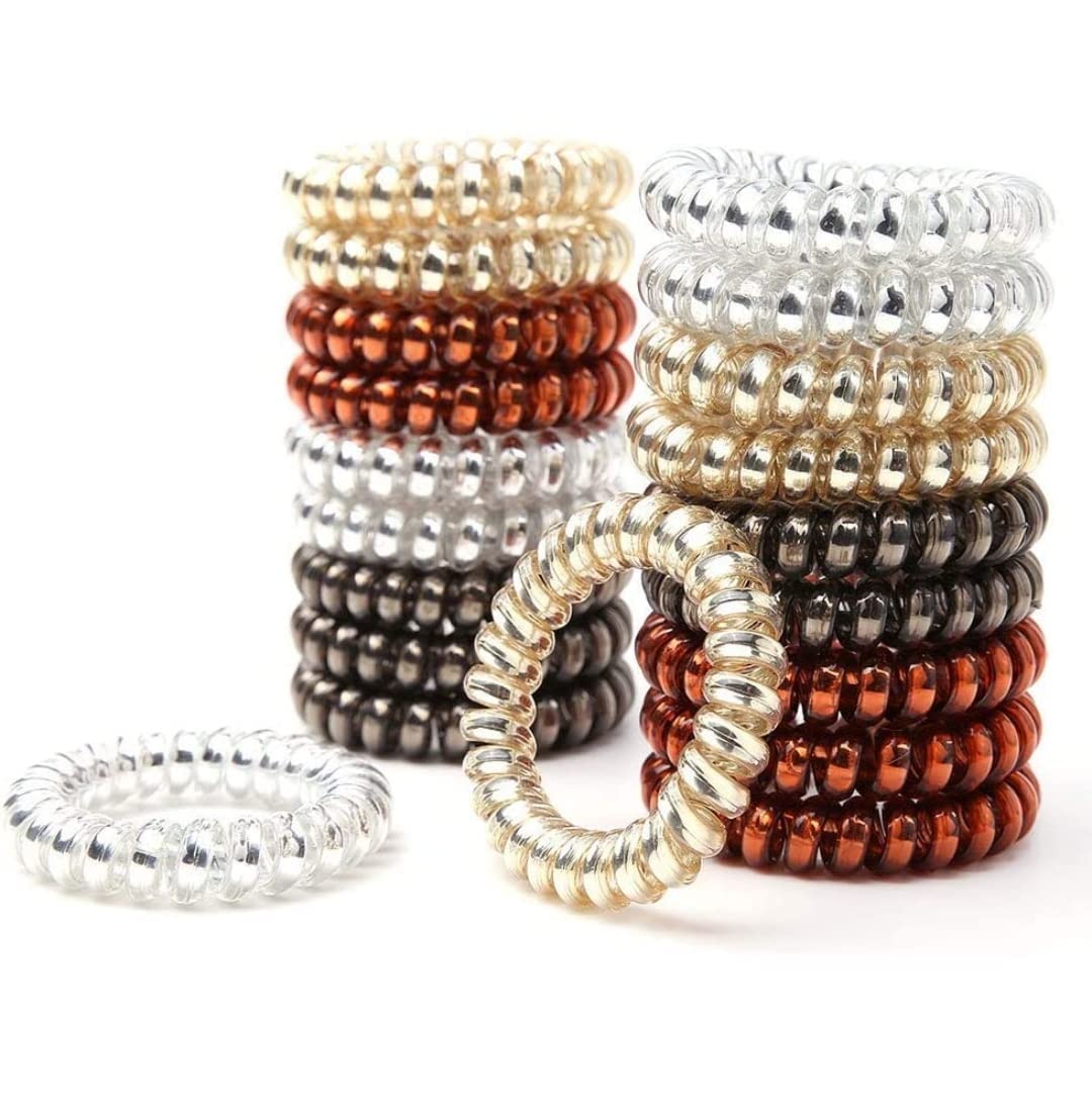 Aashirwad Collection 24-Piece Multicolor Spiral Stretch Ponytail Holders - Soft Elastic Hair Bands for Women & Girls - Perfect for School, Work, Gym & Everyday Hairstyles
