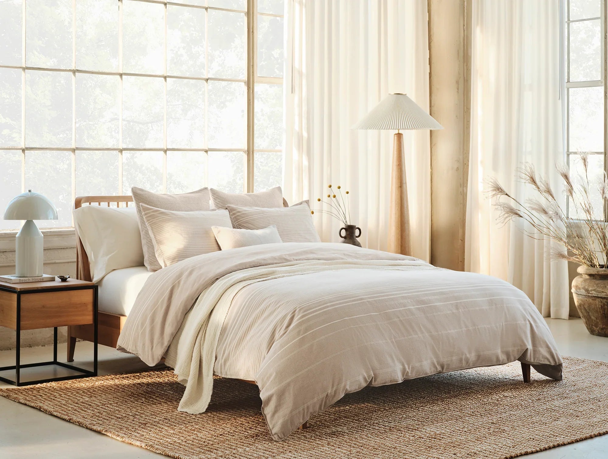 Little Sur Stripe Organic Duvet Cover Set - 100% Organic Cotton Soft Bedding Set for Kids & Adults - Perfect for Cozy Bedrooms, Guest Rooms & Nursery Decor