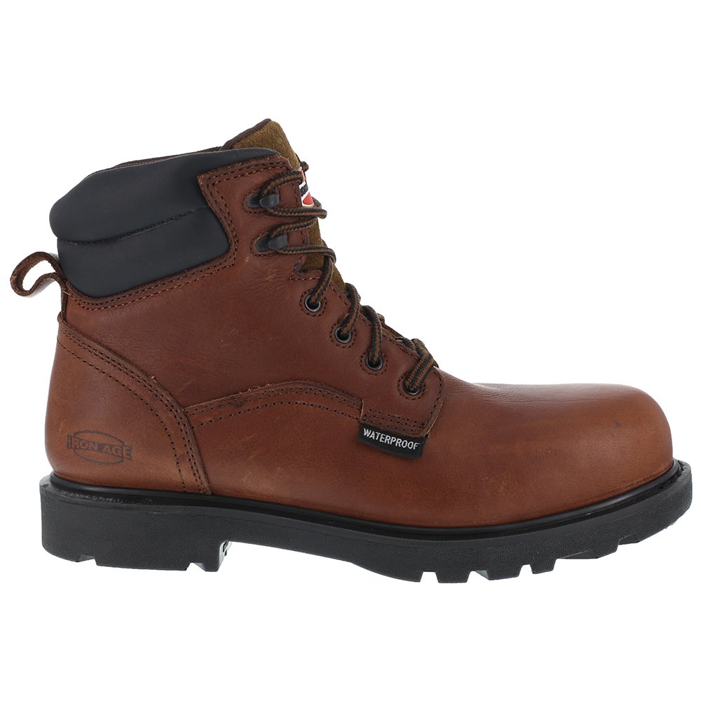 Iron Age Men's Hauler 6-Inch Waterproof Composite Toe Work Boots - Brown Safety Shoes for Construction, Warehouse & Outdoor Work