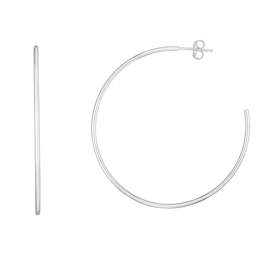 14K Gold 1.5x50mm Polished C Hoop Earrings for Women - Elegant Minimalist Jewelry for Everyday Wear, Date Night & Special Occasions