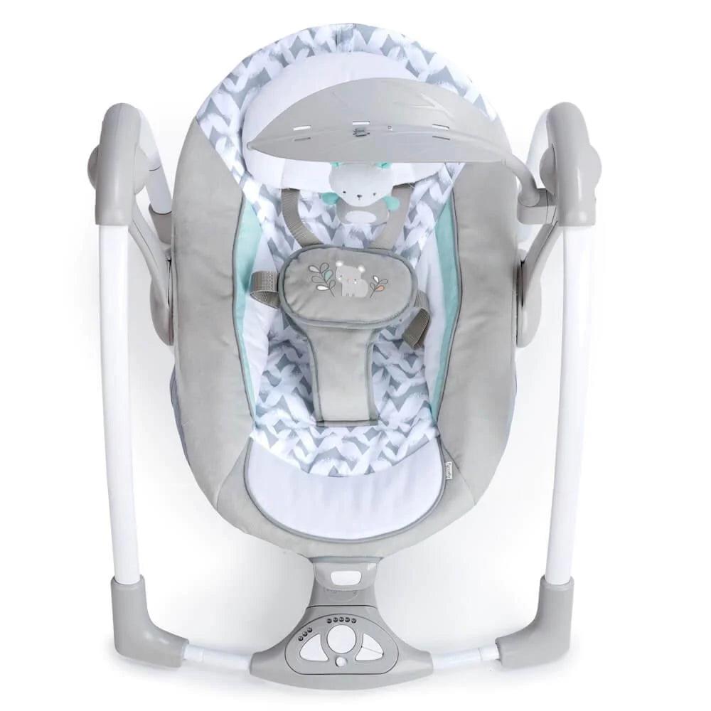 Bright Starts ConvertMe Swing to Seat - 2-in-1 Baby Swing & Bouncer | Portable Infant Rocker with Adjustable Speeds & Soothing Music | Perfect for Nursery, Living Room & Travel (Raylan One Size)