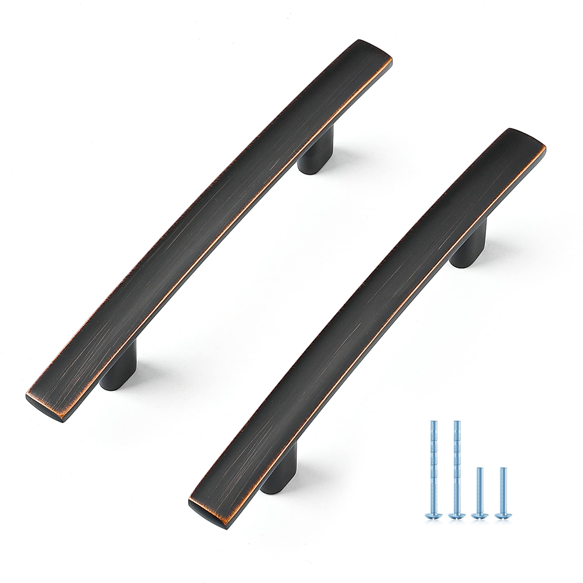 Ravinte 3 Pack 3 Inch Oil Rubbed Bronze Cabinet Handles - Kitchen Drawer Pulls, Dresser Hardware, Curved Cupboard Handles for Home & Office Cabinetry - Perfect for Kitchen Remodeling & Furniture Upgrade
