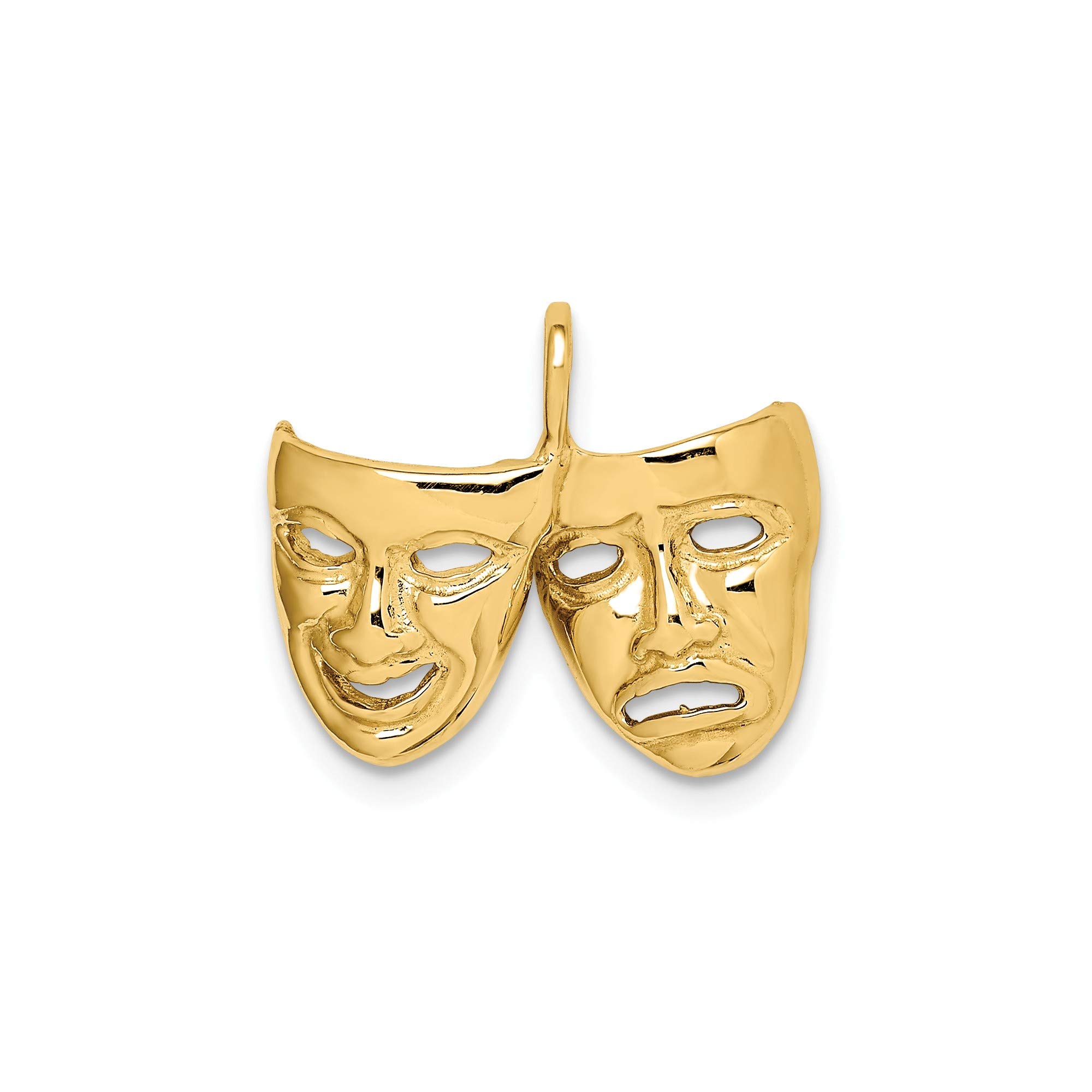 14K Yellow Gold Comedy and Tragedy Theater Masks Pendant - Elegant Jewelry for Theater Lovers, Actors, and Drama Enthusiasts - Perfect Gift for Performances, Graduations, and Special Occasions