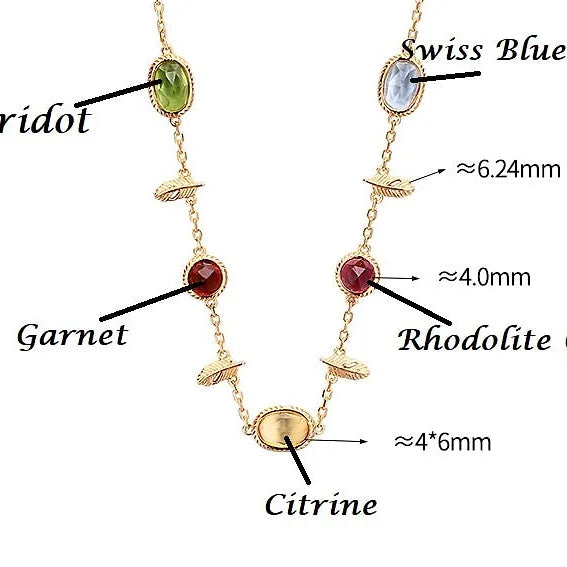 Multi Gemstone Citrine Topaz Charm Necklace with 925 Sterling Silver | TB1512 | Elegant Jewelry Gift for Women, Perfect for Birthday, Anniversary & Special Occasions