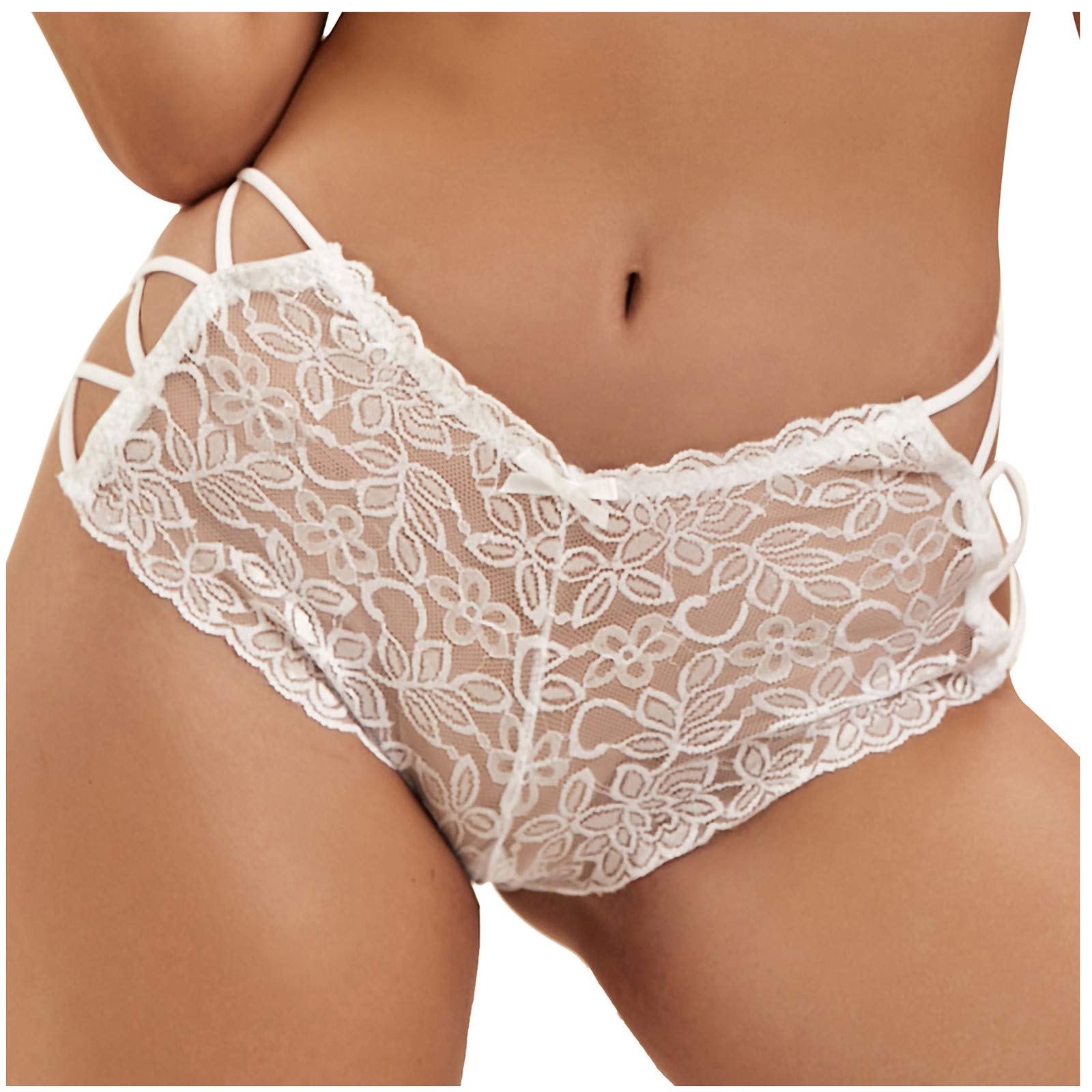 Sexy High Waist Lace Thong Panties for Women - Mesh Underwear with Waist Slimming Design, Comfortable Hi-Cut Style for Daily Wear & Special Occasions