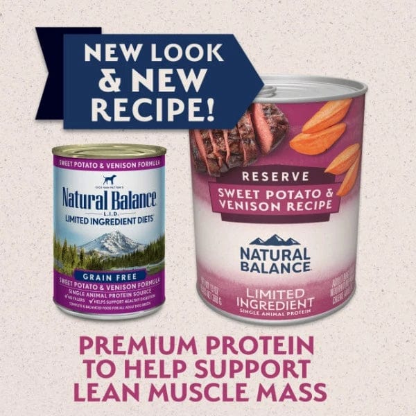 Natural Balance Reserve Limited Ingredient Sweet Potato & Venison Recipe Canned Dog Food - Grain-Free, Hypoallergenic Wet Food for Dogs with Sensitive Stomachs - Perfect for Small & Large Breeds at Home or Travel