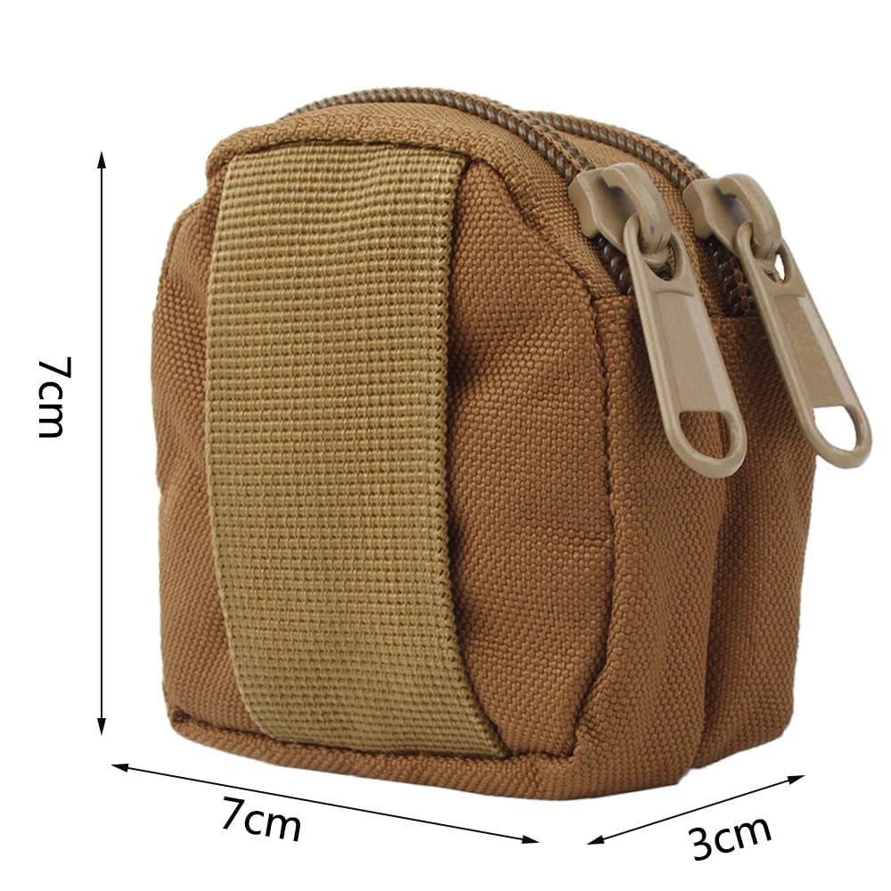 Tactical Coin Pouch Keychain - Small Round Military Gear Pouch for Outdoor Camping, Hunting & Hiking - Perfect for Storing Coins, Keys & Wireless Headset Accessories