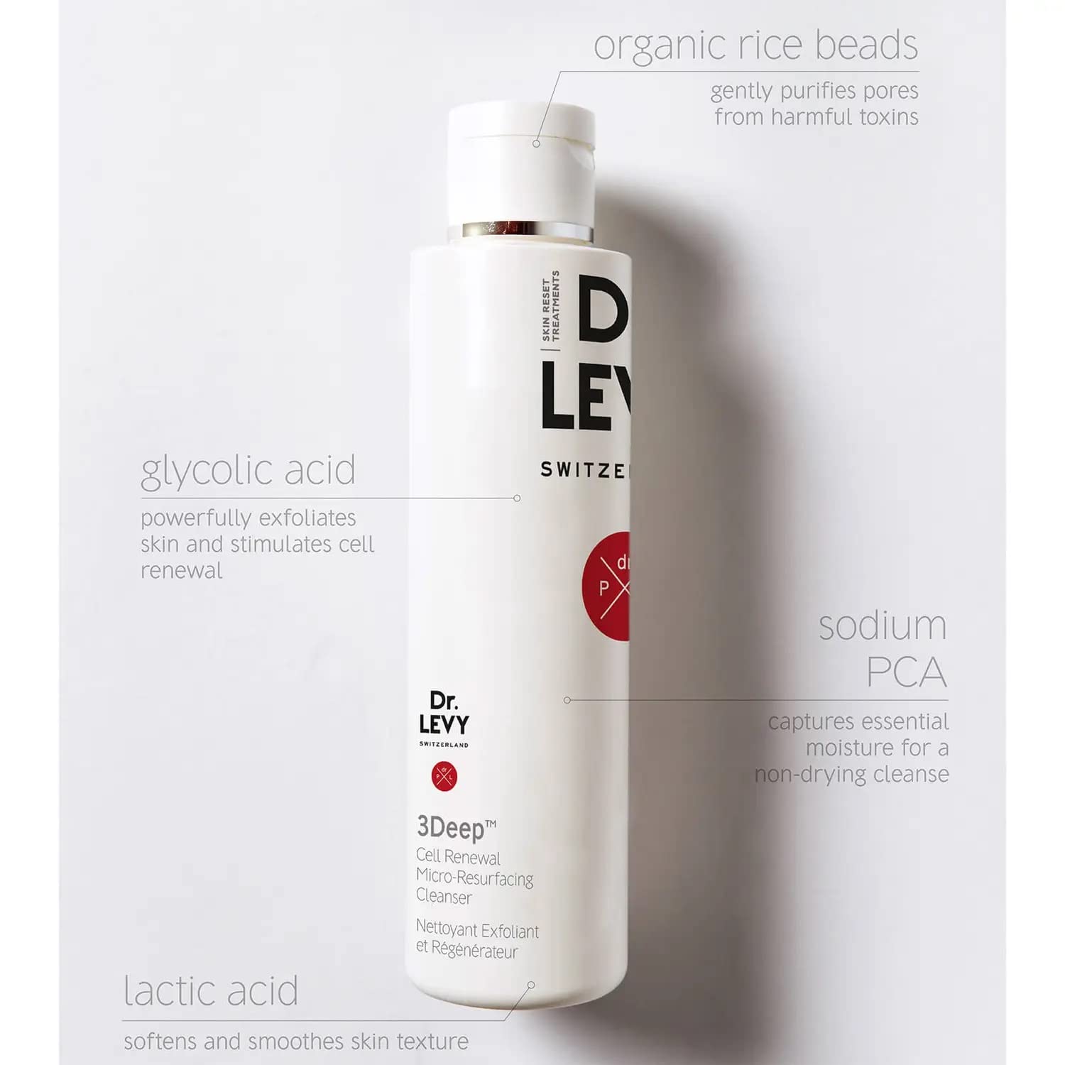 Dr LEVY 3DEEP Cleanser FastMask (150ml) - Exfoliating Facial Cleanser for Oily Skin | Removes Excess Oil & Makeup | Renews & Softens Skin | Perfect for Daily Skincare Routine & Post-Makeup Cleansing