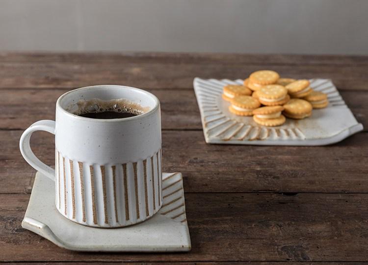 Premium Ceramic Coffee Cup and Saucer Set - 12oz Large Latte & Cappuccino Mug with Handle - Elegant Stoneware Tea Cup for Home, Office, and Cafe Use - Perfect Gift for Coffee Lovers