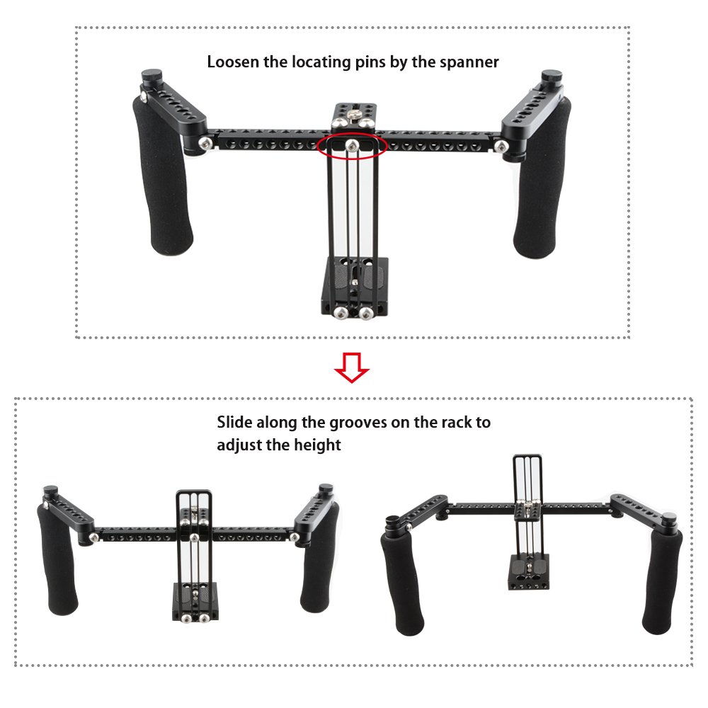 CAMVATE Adjustable Monitor Cage for 5-7 Inch LCD Screens - Durable Aluminum Alloy Bracket with Ergonomic Handles - Perfect for DSLR Camera Rigs, Video Production & Field Monitoring