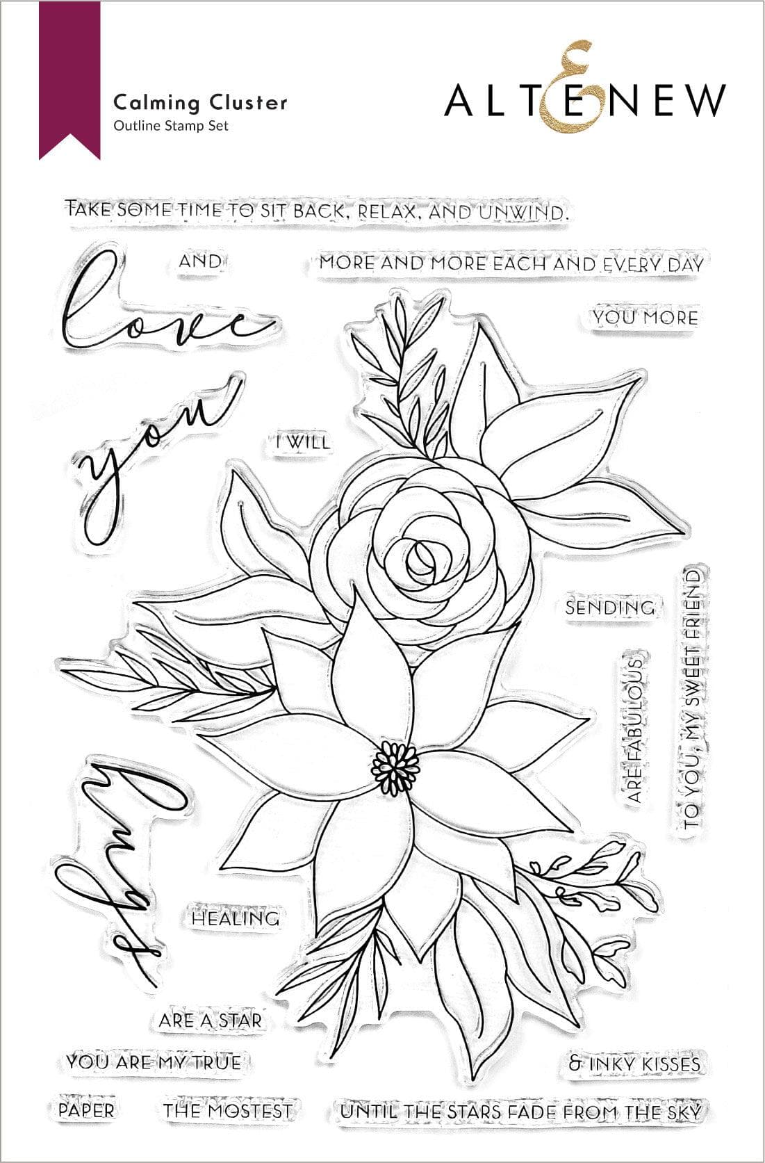 Calming Cluster Stamp & Die Cut Set with Stencil - DIY Scrapbooking & Card Making Supplies for Relaxing Craft Projects