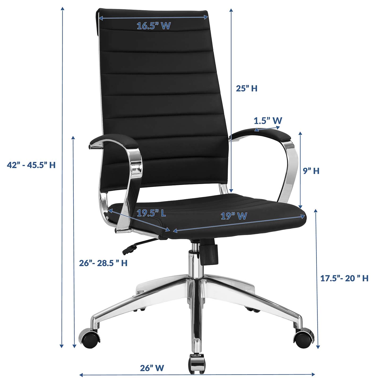 Modway Jive Ribbed High Back Executive Swivel Office Chair with Arms - Ergonomic Black Desk Chair for Home & Office Workspace, Conference Room, Gaming Setup