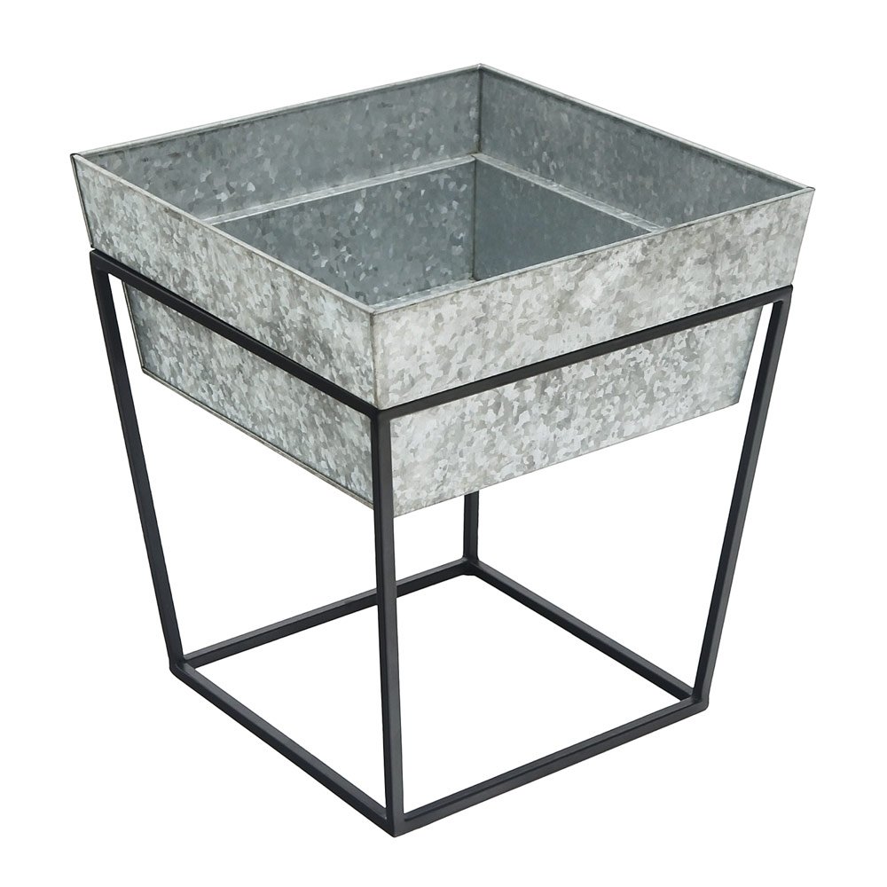 Arne Plant Stand - 14 Inch Height with Deep Galvanized Tray for Indoor/Outdoor Plants | Perfect for Home Decor, Garden, Patio & Balcony