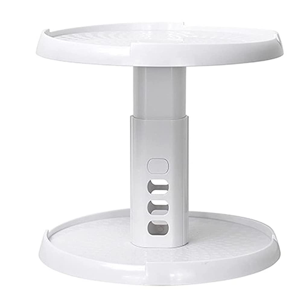 JJINPIXIU 2-Tier Lazy Susan Turntable - 360° Rotating Spice Rack Organizer for Kitchen Cabinets, Adjustable Height Corner Storage Shelf - Perfect for Organizing Spices, Condiments & Office Supplies