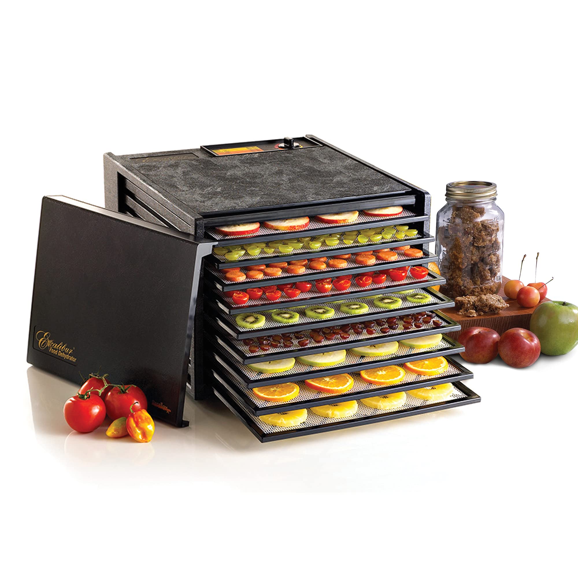 Excalibur 3900B 9-Tray Electric Food Dehydrator with Adjustable Thermostat & Precise Temperature Control - 600W Fast Drying for Jerky, Fruits, Herbs - Perfect for Home Kitchen, Camping & Healthy Snacks