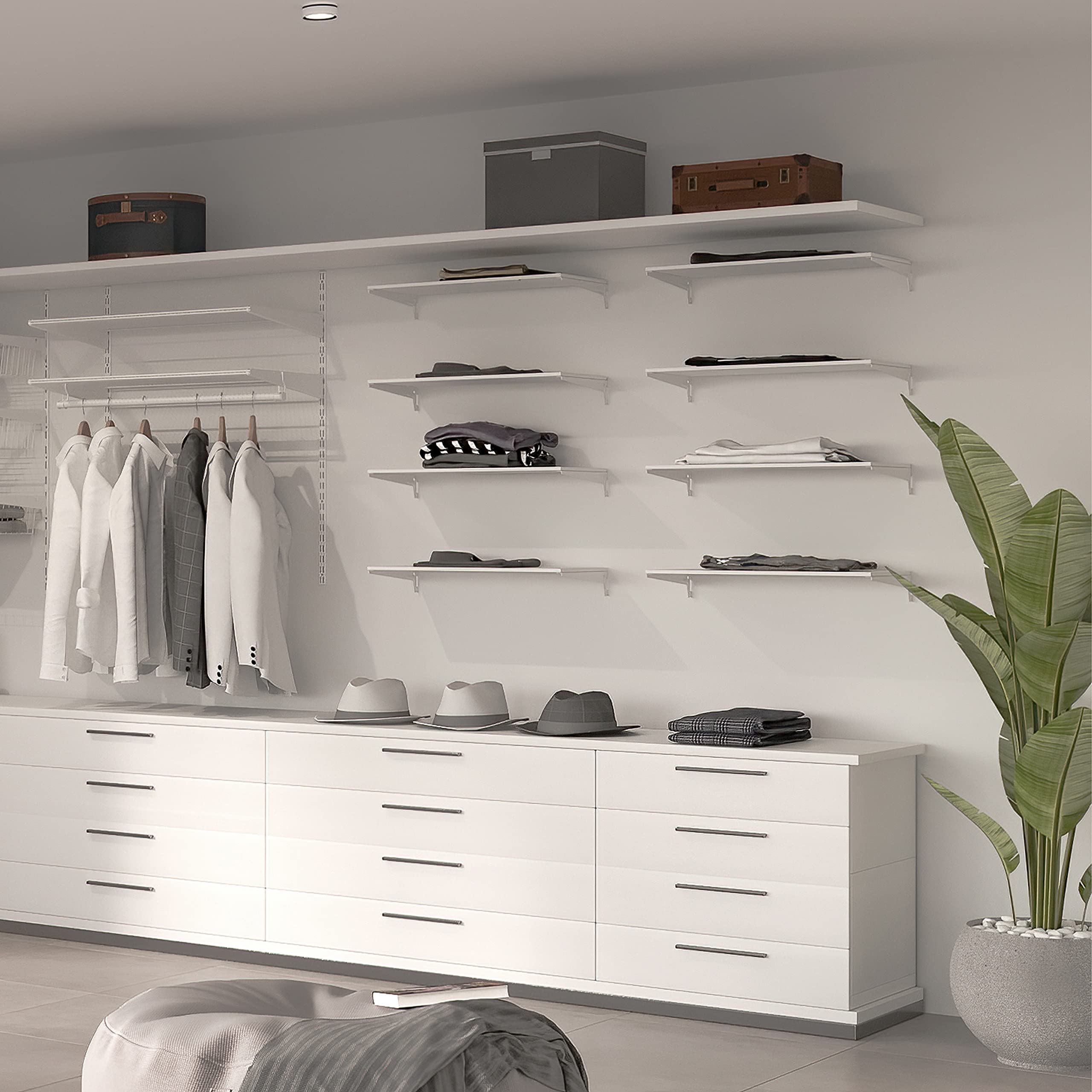White 400mm Shelf Brackets for 50mm Single Slot Wall Rail - Set of 20 Pieces | Heavy Duty Storage Solution for Garage, Kitchen & Retail Shelving