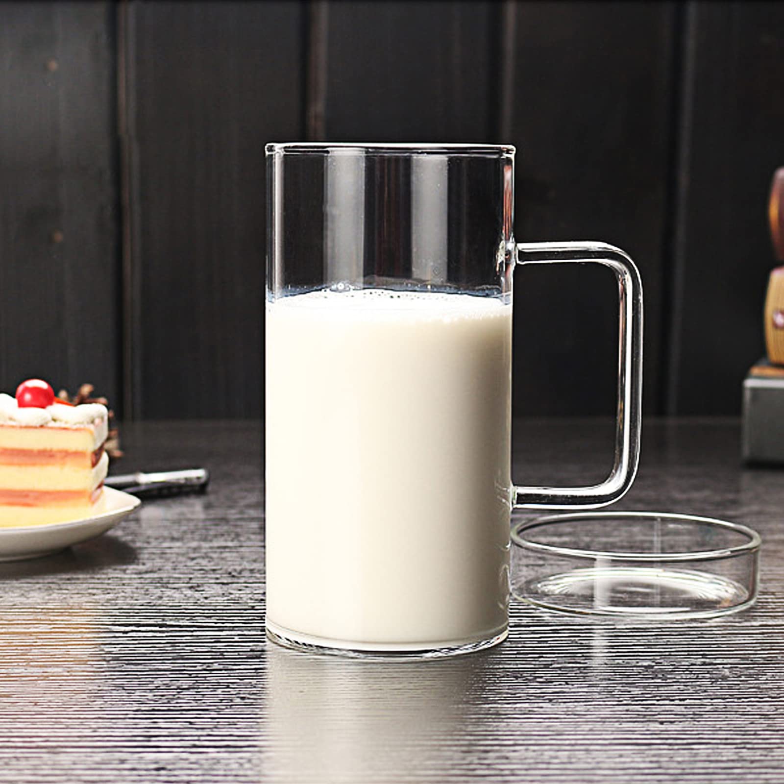 Premium 20oz Borosilicate Glass Coffee Mug with Glass Lid - Large Capacity Tea Cup for Hot & Cold Drinks - Perfect for Reading, Office, and Home Use