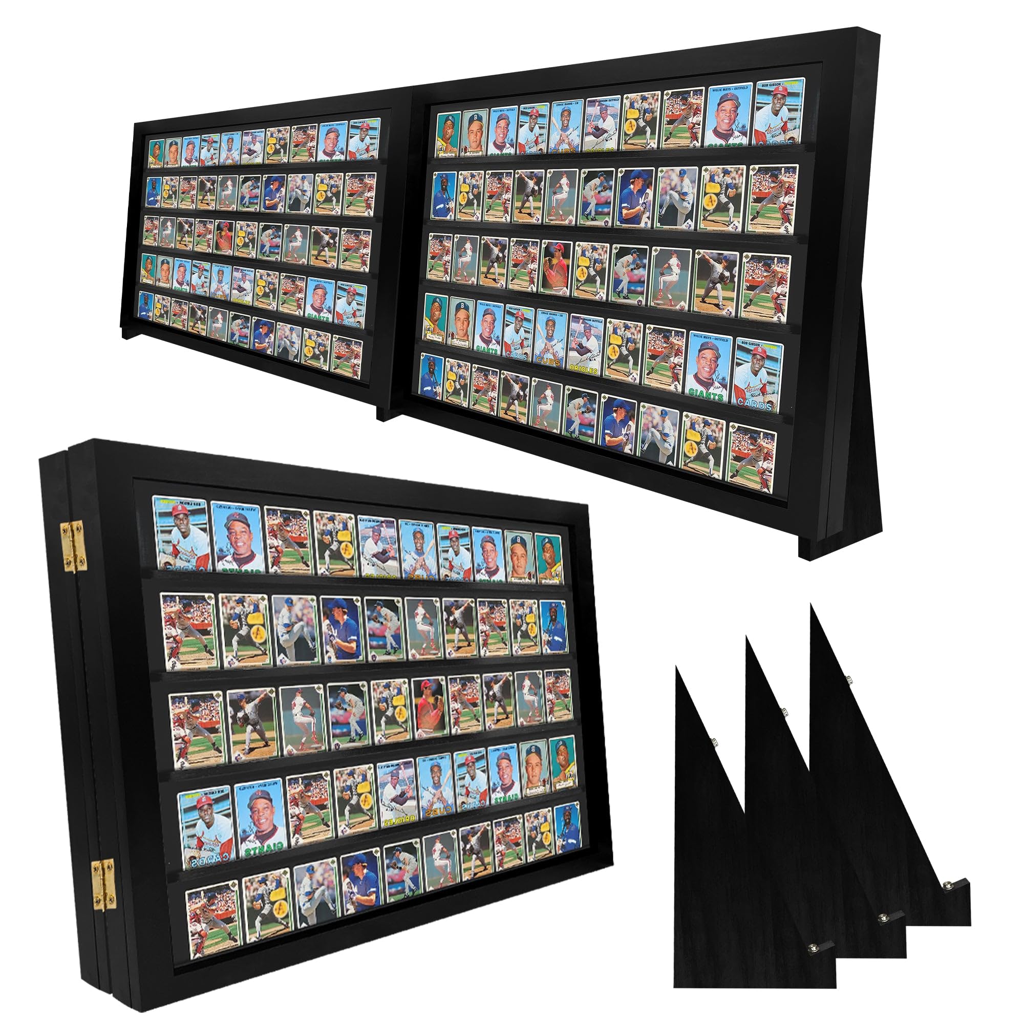 Premium Baseball Card Display Case with Stand - Lockable Tabletop Sports Card Holder for Pokemon, Football & Basketball Trading Cards - Perfect for Collectors, Home Decor & Gift Giving