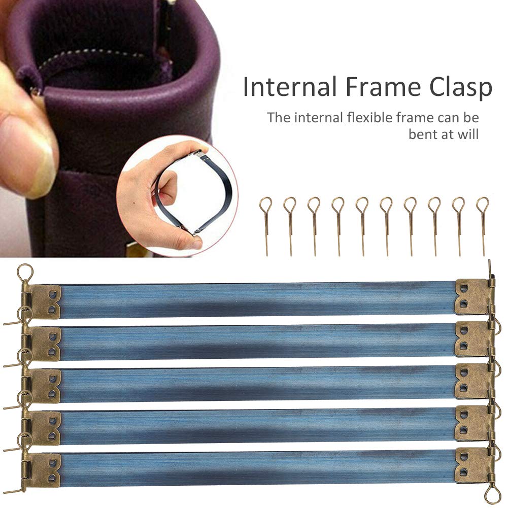 10Pcs Metal Internal Flex Frames for DIY Coin Purses & Handbags - Kiss Clasp Sewing Frame for Crafting Wallets & Bags - Perfect for DIY Projects, Sewing Accessories, and Handmade Purse Making