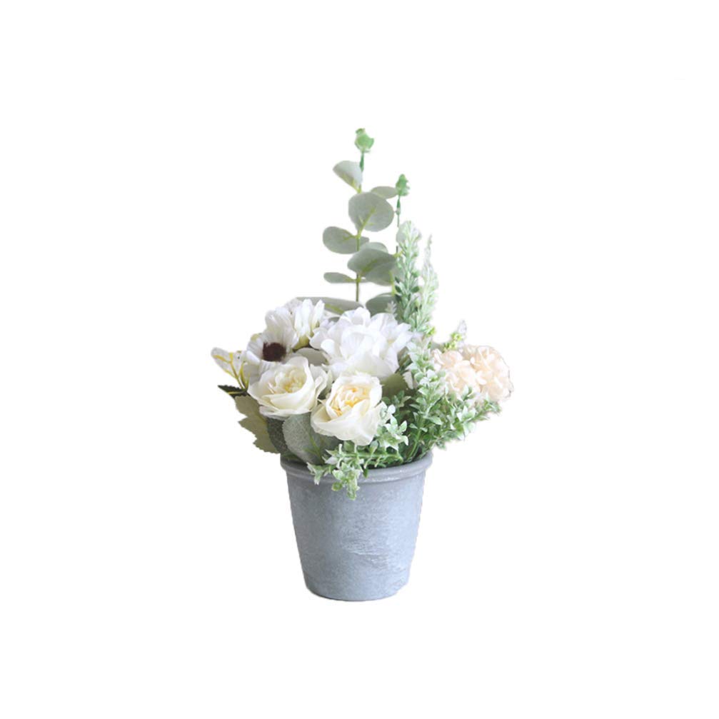 XYSQWZ Artificial Rose in Pot - Realistic Fake Flower Bonsai, Pink Eternal Rose Table Centerpiece for Wedding, Party, Home & Office Decor - Perfect Gift for Housewarming, Anniversary & Valentine's Day
