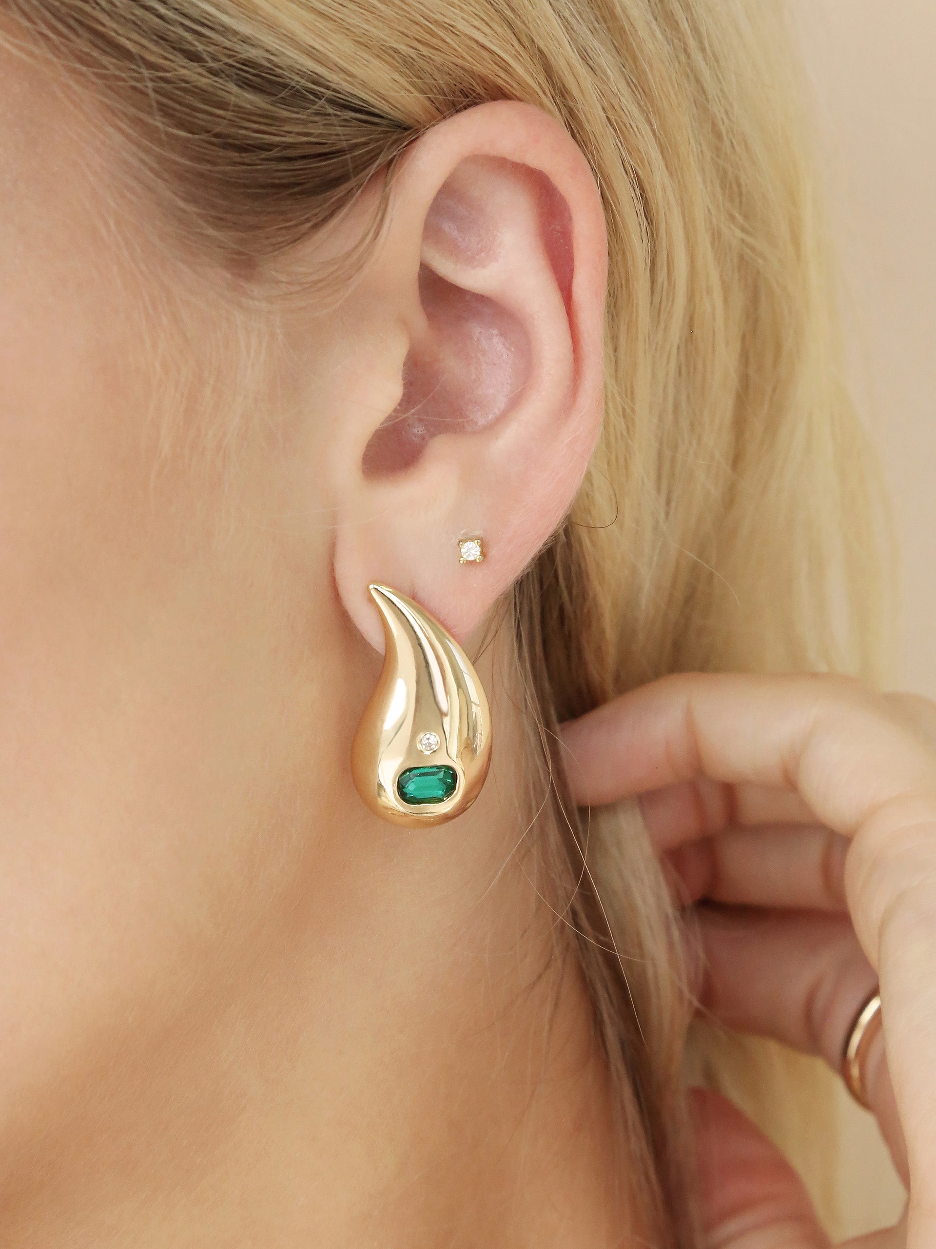 Emerald Droplet Earrings - Elegant Green Gemstone Dangle Earrings for Women | Perfect for Weddings, Parties & Special Occasions