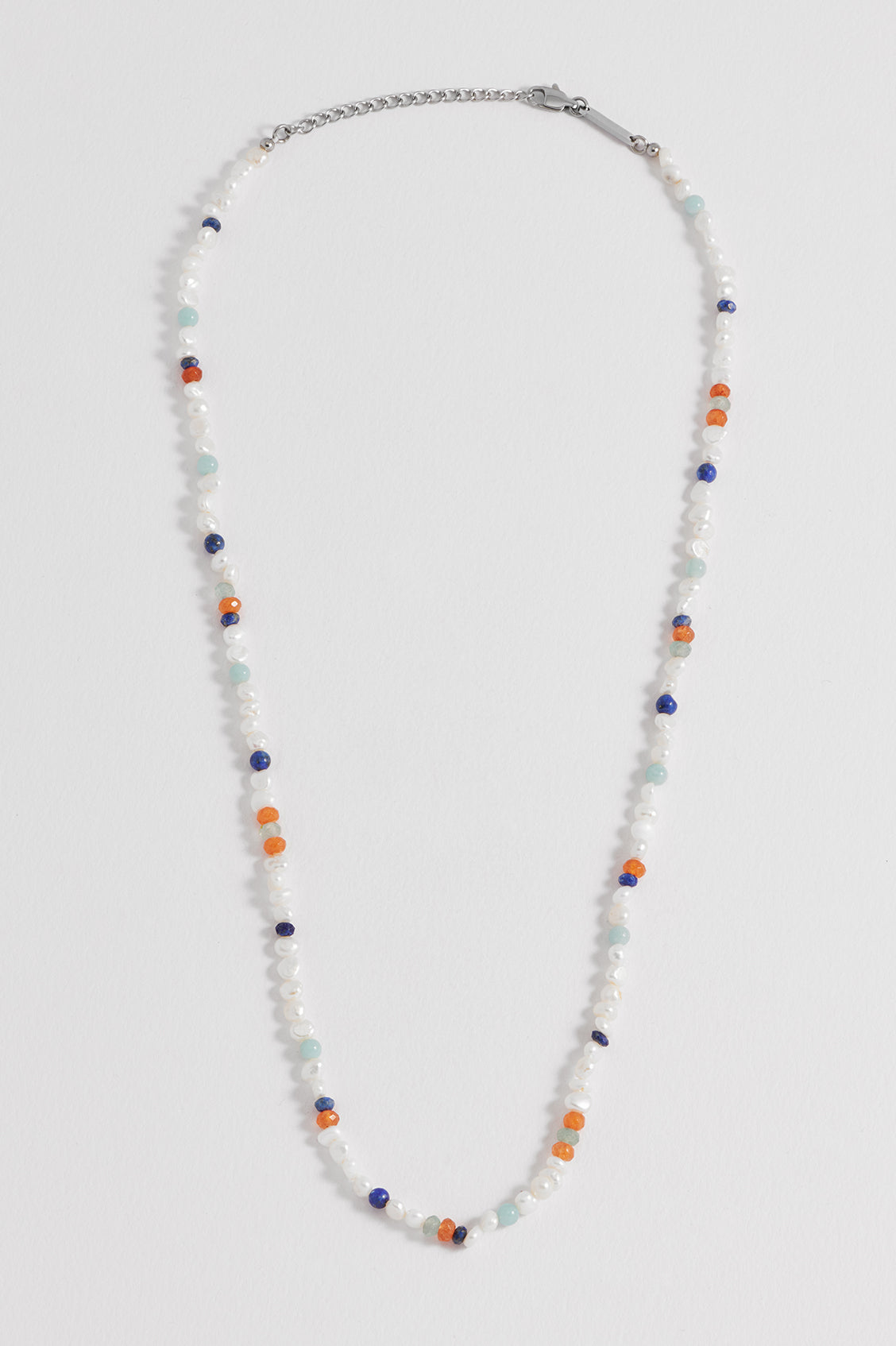 Men's Pearl and Mixed Gemstone Necklace - Elegant Jewelry for Gifts, Weddings & Special Occasions