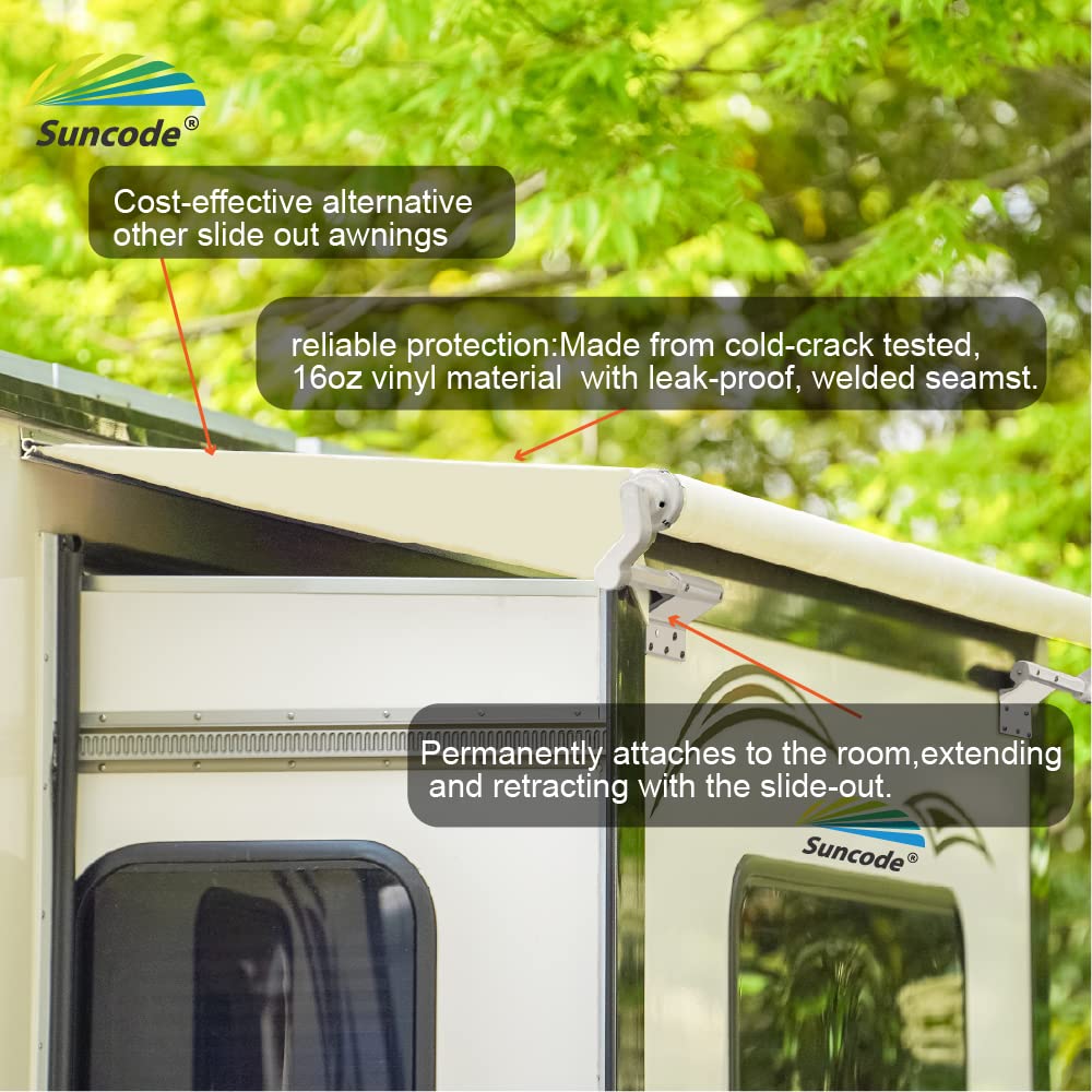 Suncode RV Slide Topper Awning - White RV Slide Out Awning Cover with Modular Design for Travel Trailers, 5th Wheels & Motorhomes (6'1