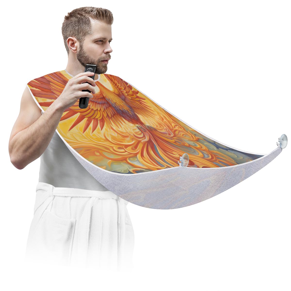 Phoenix Star Space Print Beard Shaving Bib for Men - Waterproof Hair Dye Apron & Barber Cape for Haircut, Beard Trimming & Makeup - Sink Hair Catcher & Styling Tool for Home Salon & Professional Use