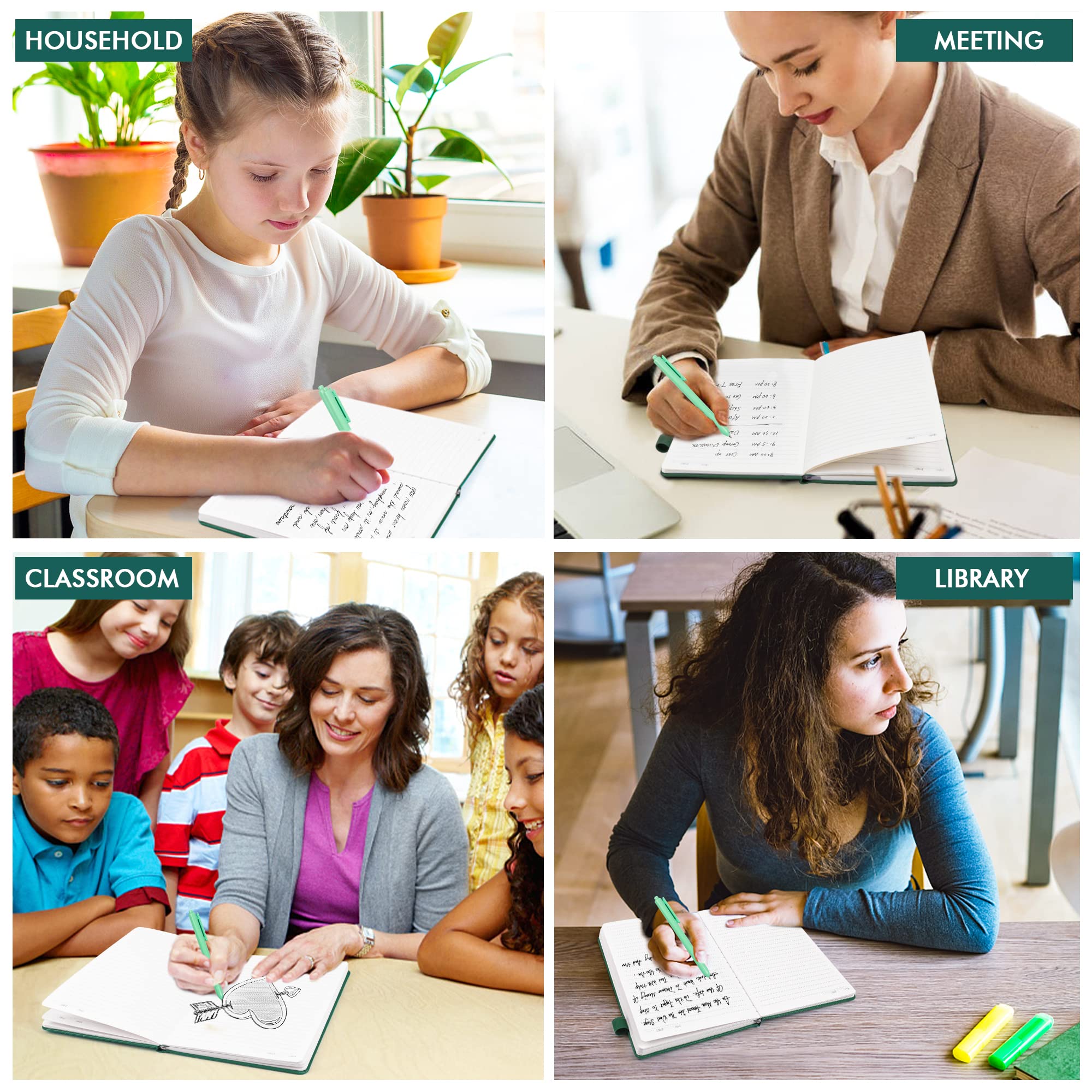 Premium 24-Pack Hardcover Lined Notebooks for Work & Business - A5 Size (5.1”x8.3”) with Pen Holder, 120 GSM Thick Paper - Bulk Journals for Note Taking, Office & School Supplies - Includes 24 Black Pens (Dark Green) - Perfect for Professionals, Students & Daily Planning